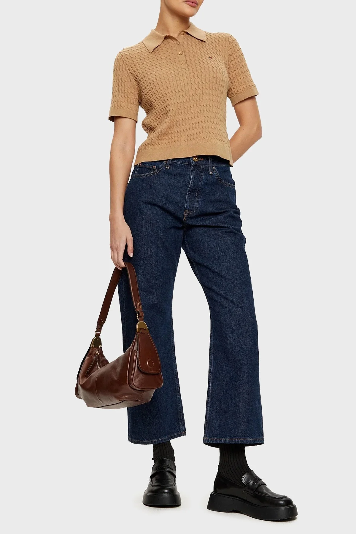 Tommy Hilfiger Pamuklu Regular Fit Düğmeli Polo Yaka Kısa Örme Bayan Kazak WW0WW43957 RBC KOYU HAKİ - 7