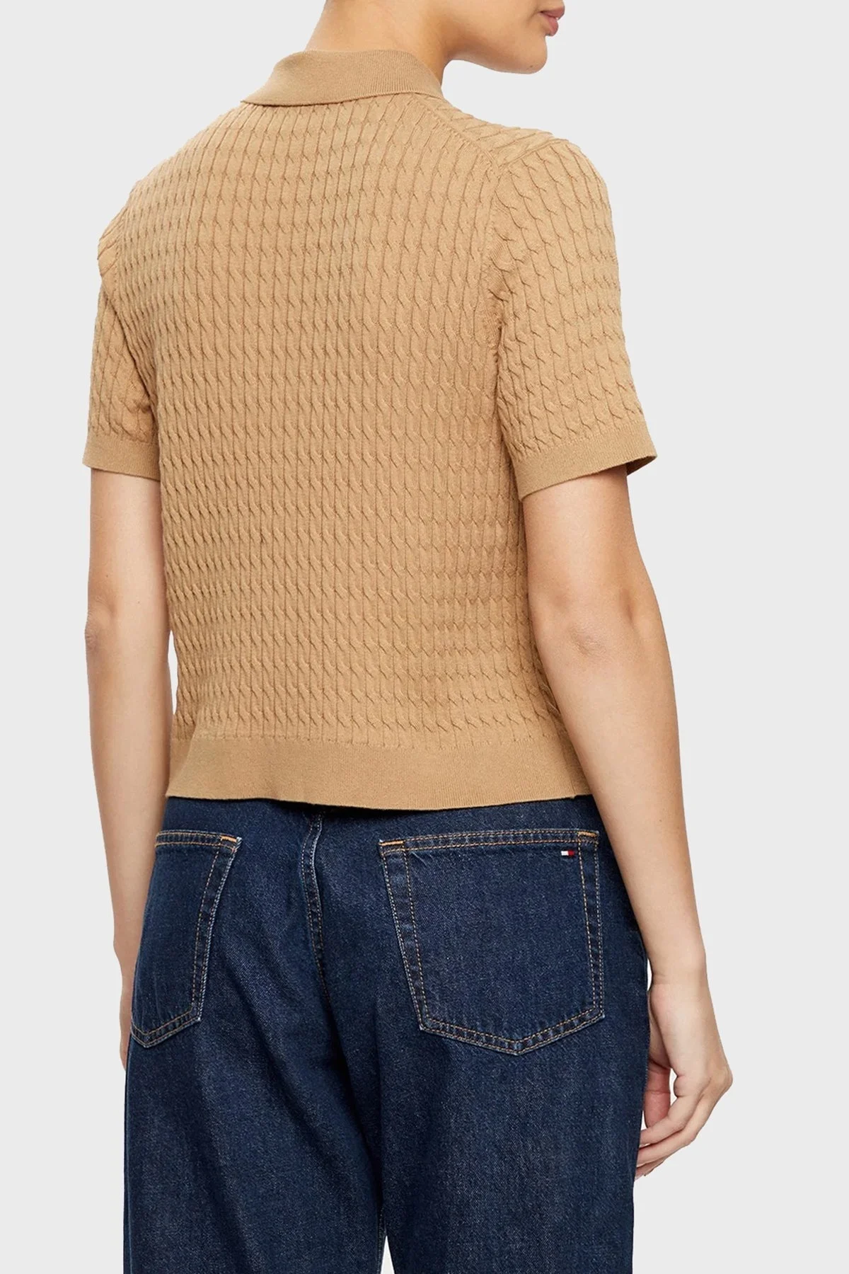 Tommy Hilfiger Pamuklu Regular Fit Düğmeli Polo Yaka Kısa Örme Bayan Kazak WW0WW43957 RBC KOYU HAKİ - 8