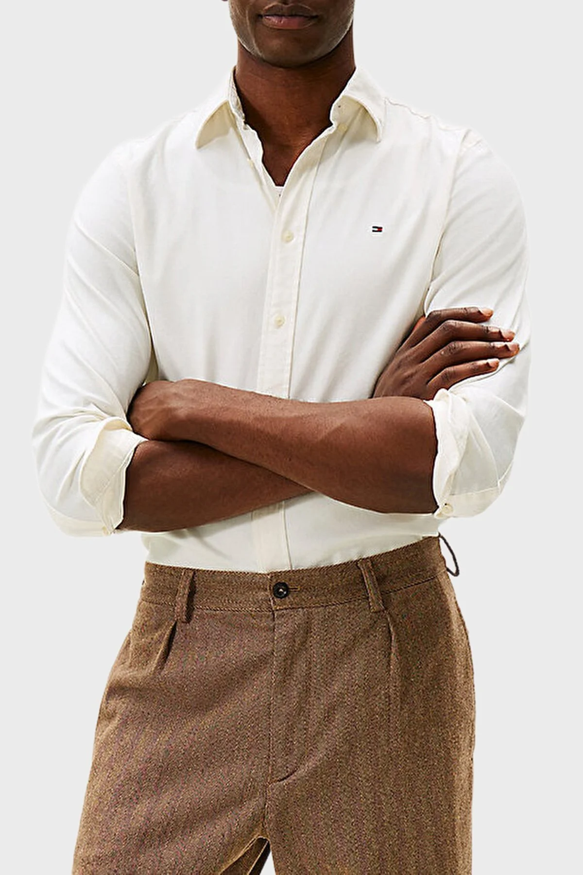 Tommy Hilfiger Pamuklu Regular Fit Düğmeli Yaka Uzun Kollu Erkek Gömlek MW0MW40469 YA8 BEYAZ - 1