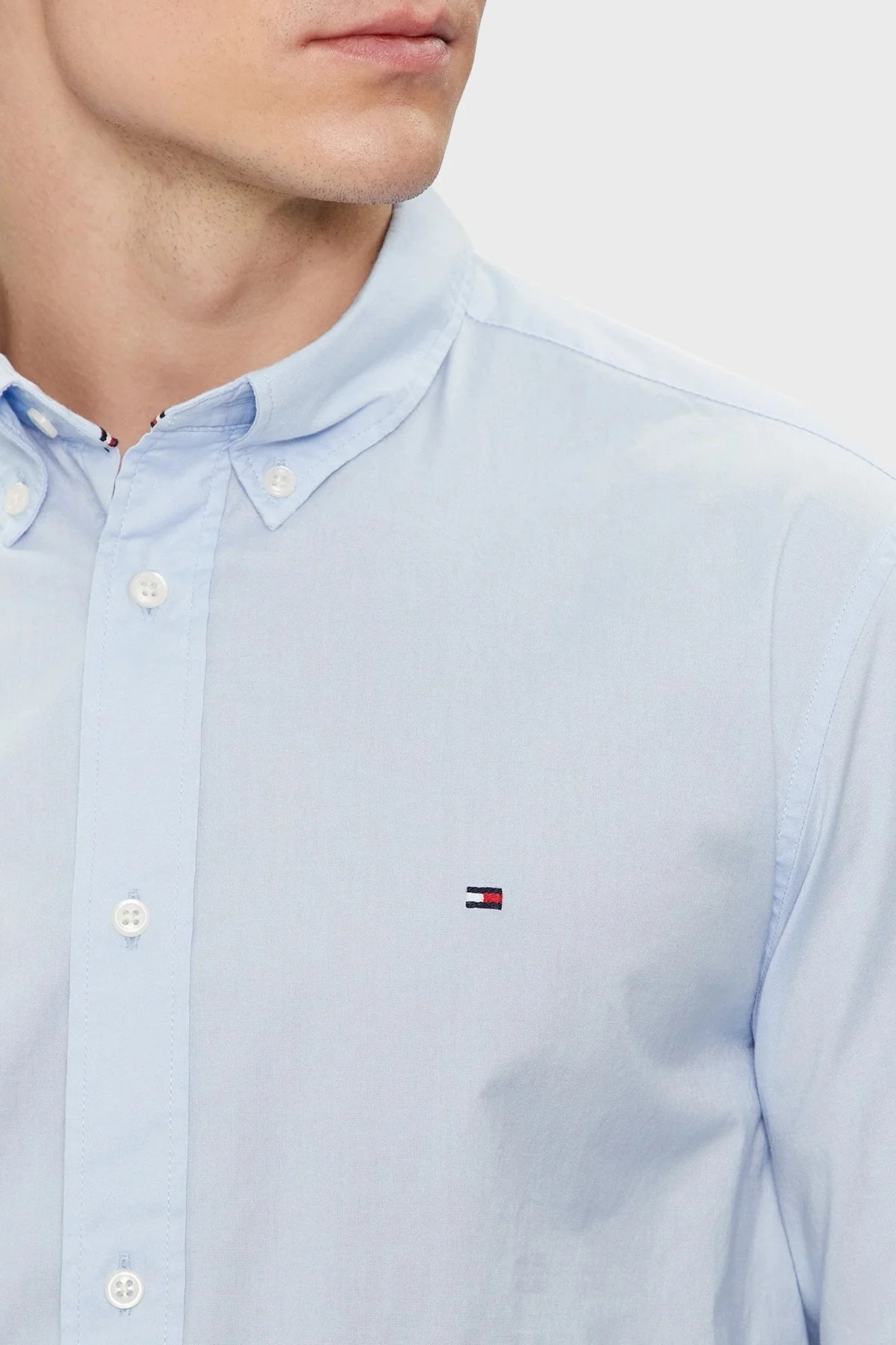 Tommy Hilfiger Pamuklu Regular Fit Erkek Gömlek MW0MW30934 C3Q AÇIK MAVİ - 4