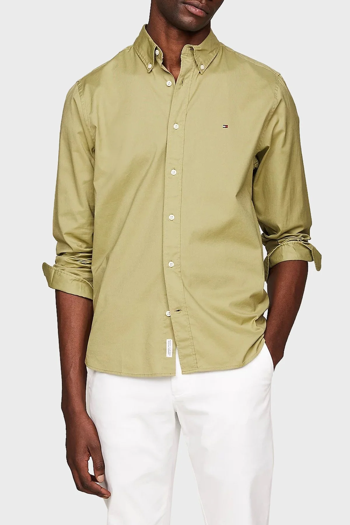 Tommy Hilfiger Pamuklu Regular Fit Erkek Gömlek MW0MW30934 L9F HAKİ - 1