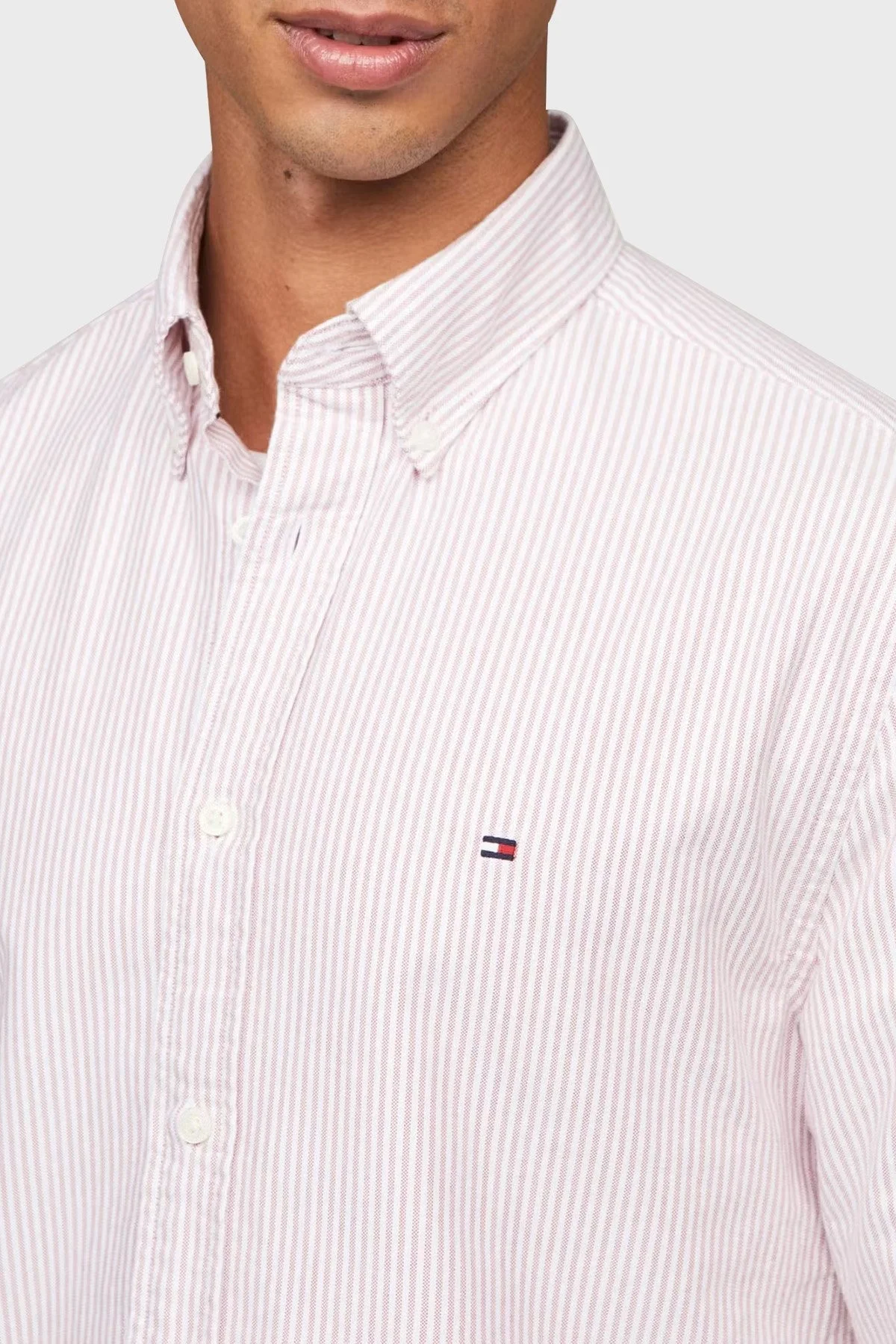 Tommy Hilfiger Pamuklu Regular Fit Erkek Gömlek MW0MW36238 0EV KIRMIZI-BEYAZ - 4