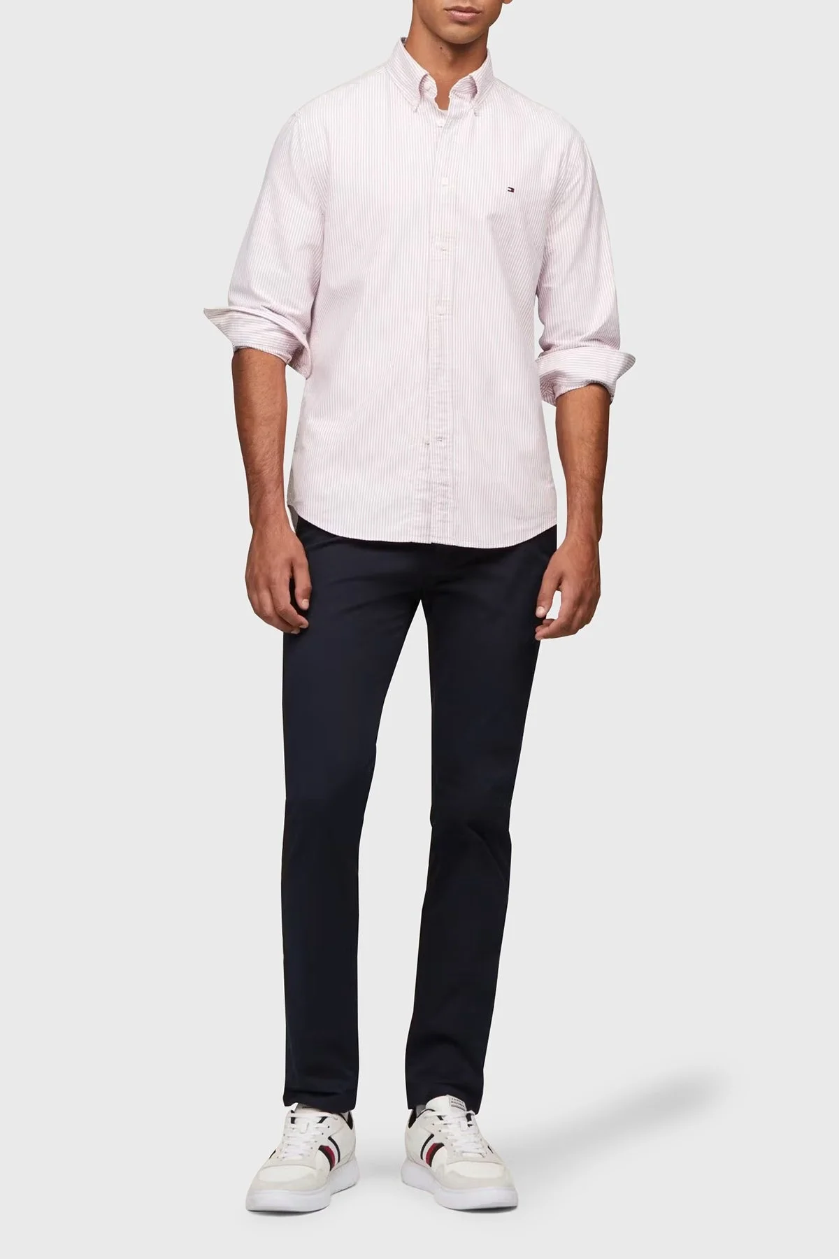 Tommy Hilfiger Pamuklu Regular Fit Erkek Gömlek MW0MW36238 0EV KIRMIZI-BEYAZ - 8