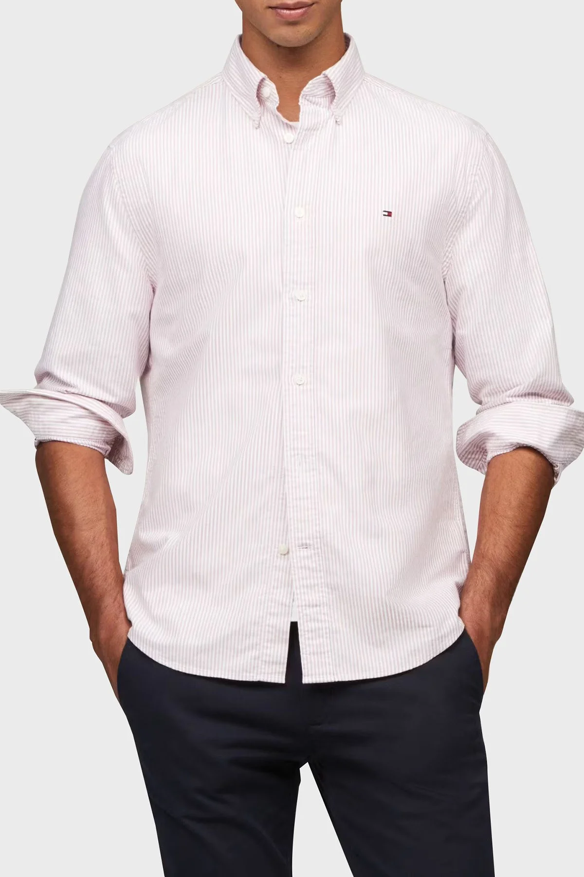 Tommy Hilfiger Pamuklu Regular Fit Erkek Gömlek MW0MW36238 0EV KIRMIZI-BEYAZ - 1