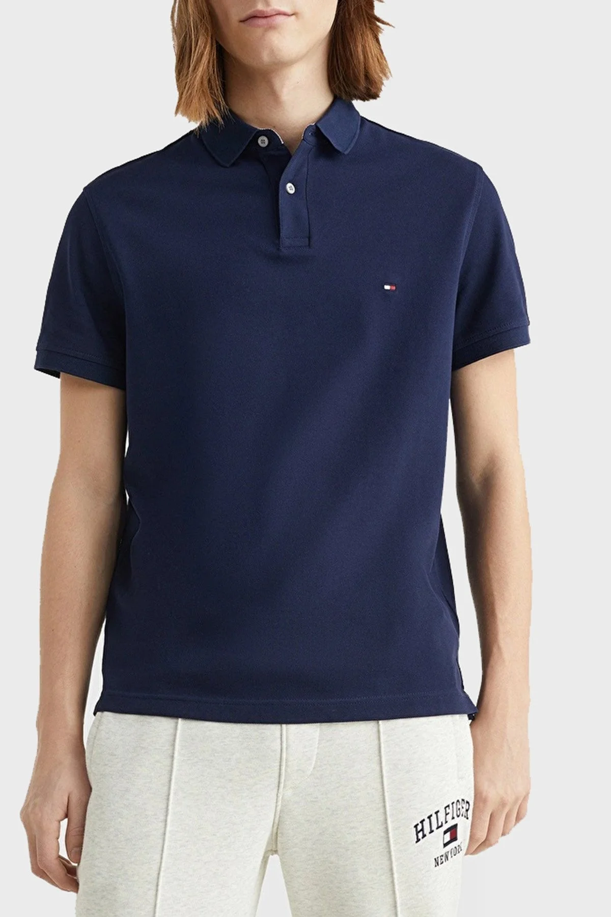 Tommy Hilfiger Pamuklu Regular Fit Erkek Polo T Shirt MW0MW17770 DCC LACİVERT - 1