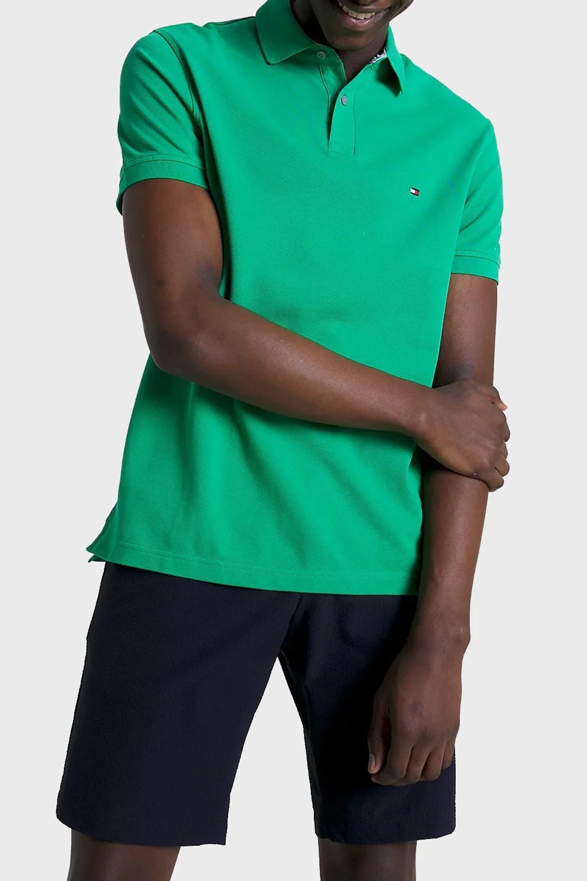 Tommy Hilfiger Pamuklu Regular Fit Erkek Polo T Shirt MW0MW17770 L14 YEŞİL - 1