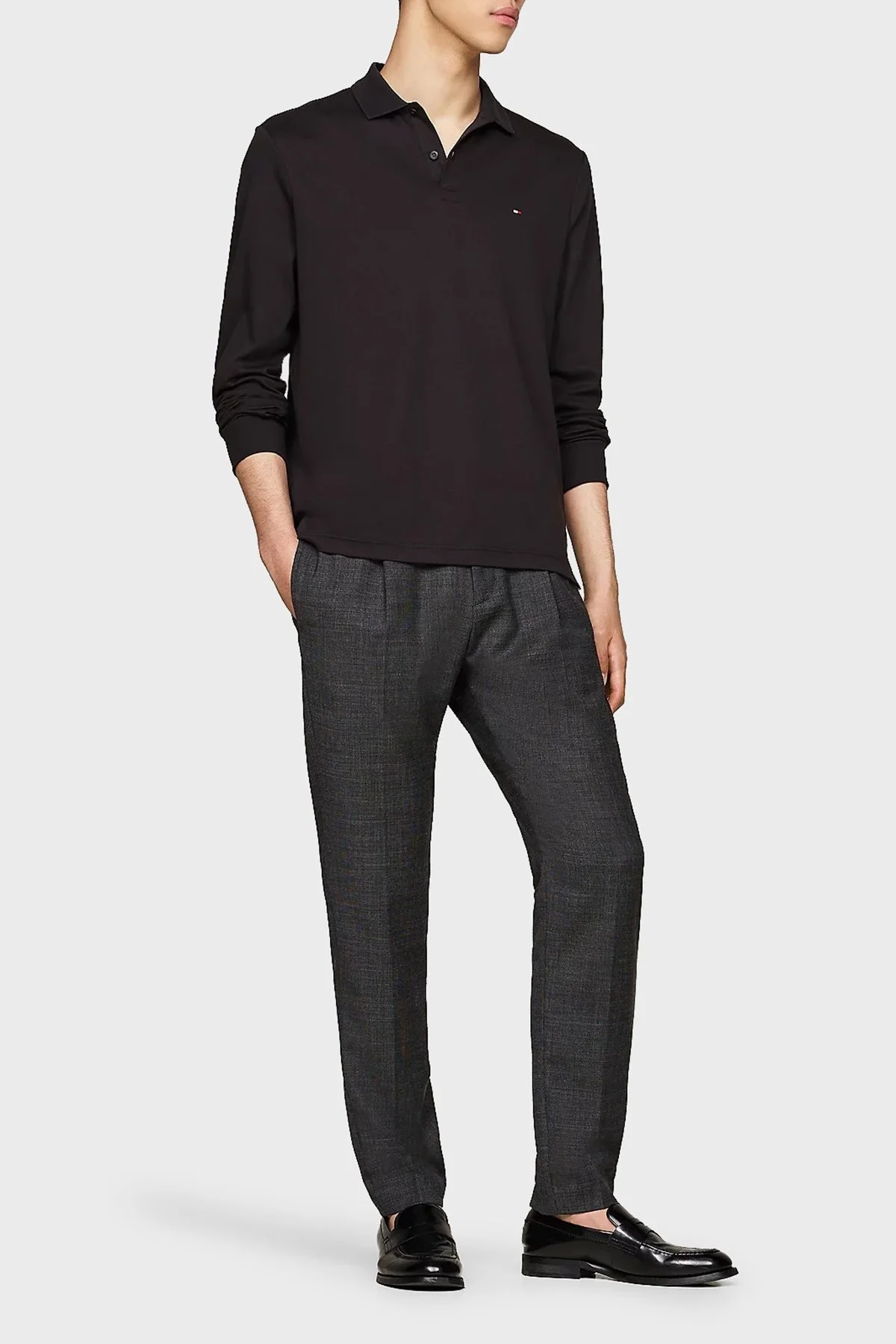 Tommy Hilfiger Pamuklu Regular Fit Erkek Polo Yaka Sweat MW0MW37317 BDS SİYAH - 1