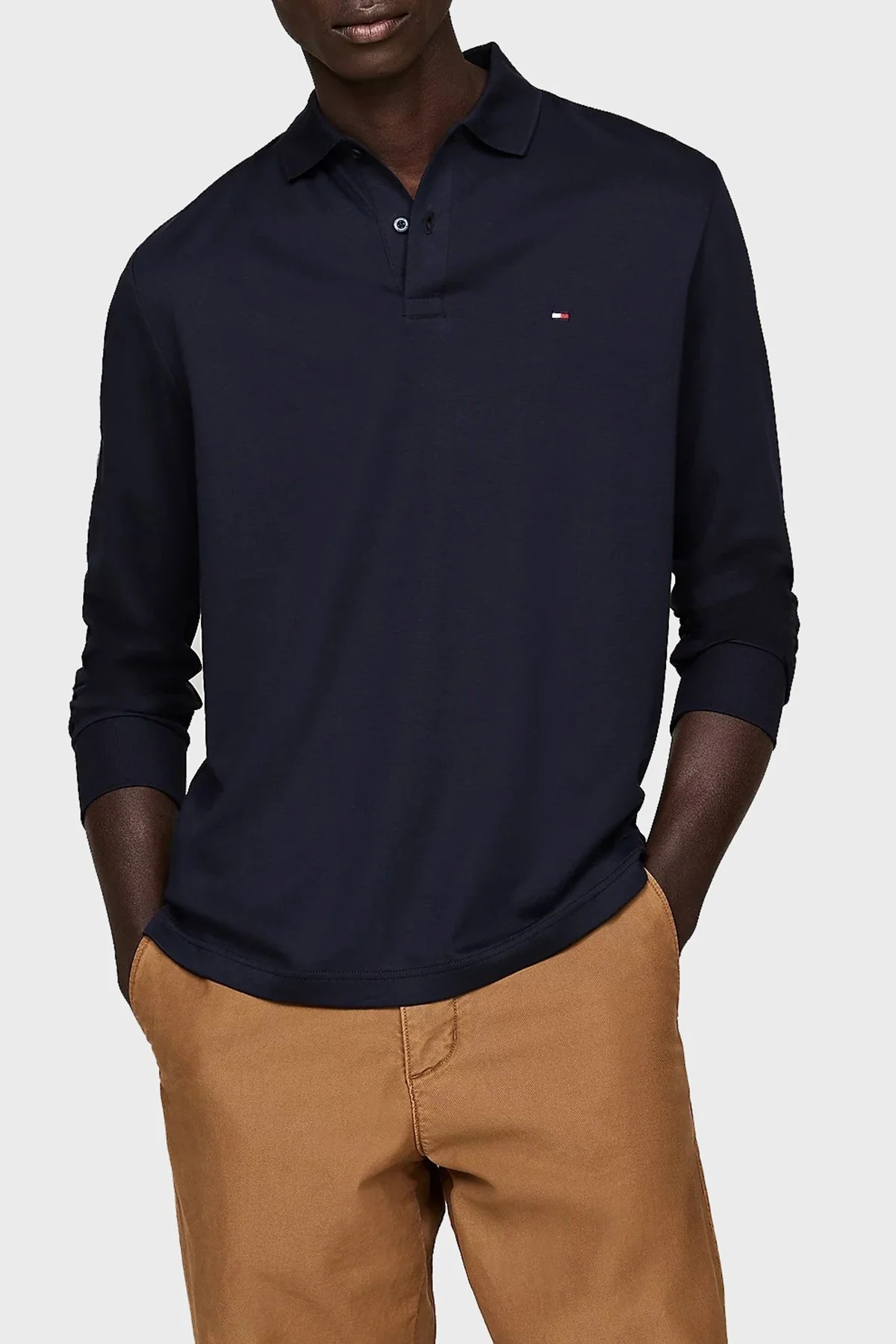 Tommy Hilfiger Pamuklu Regular Fit Erkek Polo Yaka Sweat MW0MW37317 DW5 LACİVERT - 3