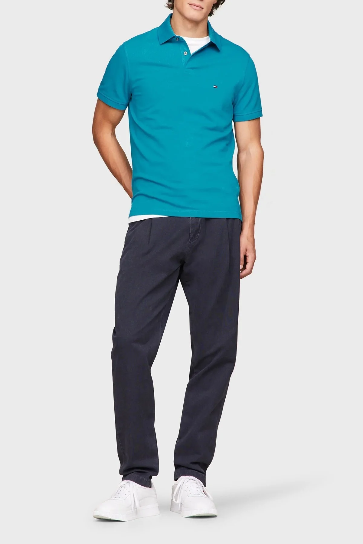 Tommy Hilfiger Pamuklu Regular Fit Erkek Polo Yaka T Shirt MW0MW17770 CX6 TURKUAZ - 3