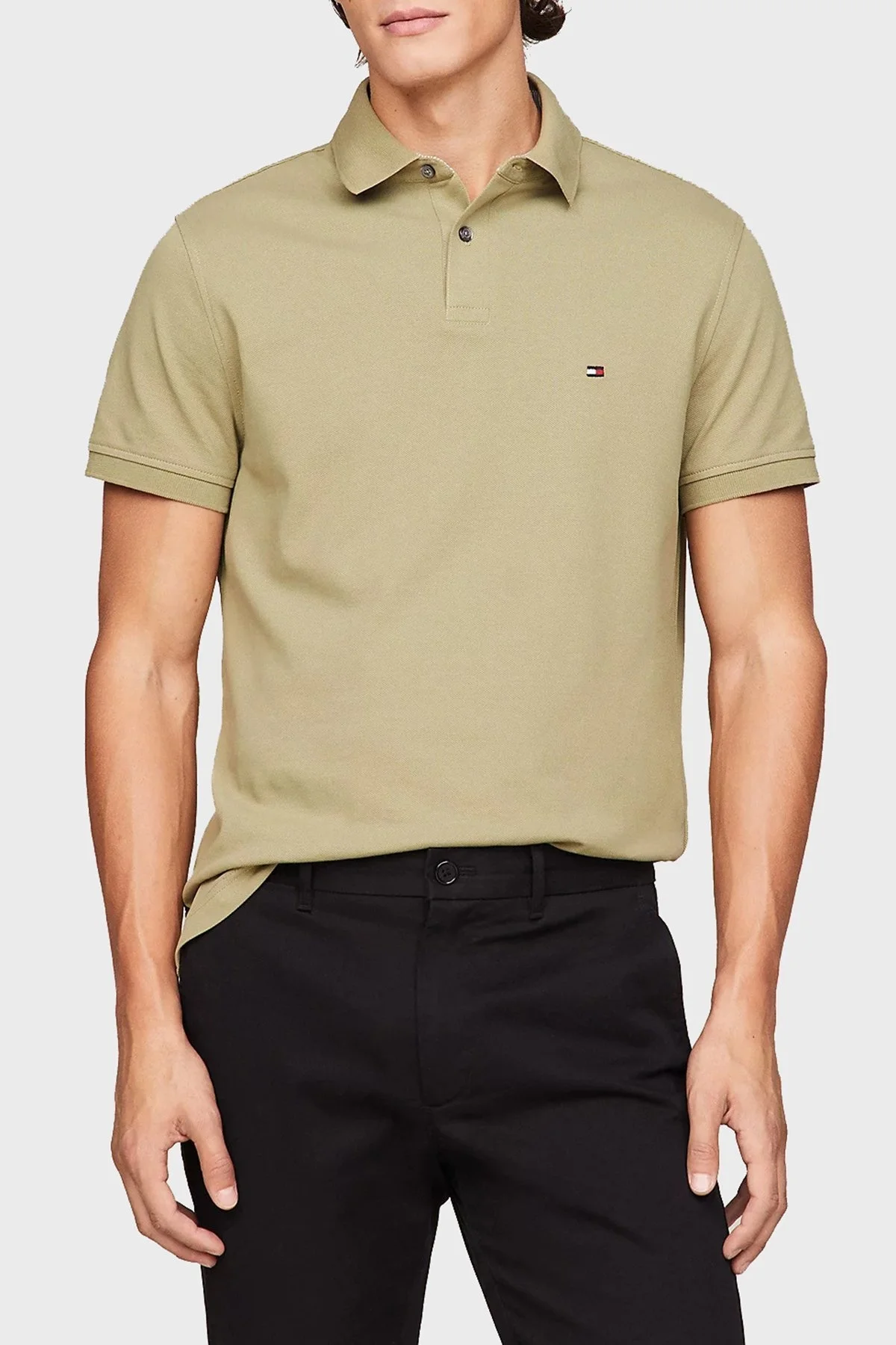 Tommy Hilfiger Pamuklu Regular Fit Erkek Polo Yaka T Shirt MW0MW17770 L9F HAKİ - 1