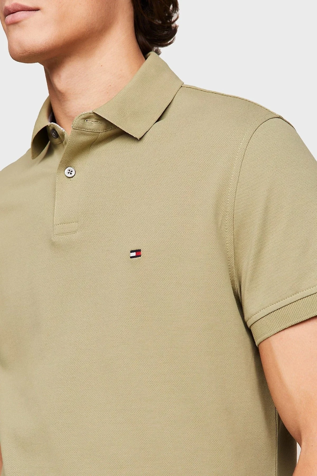 Tommy Hilfiger Pamuklu Regular Fit Erkek Polo Yaka T Shirt MW0MW17770 L9F HAKİ - 4