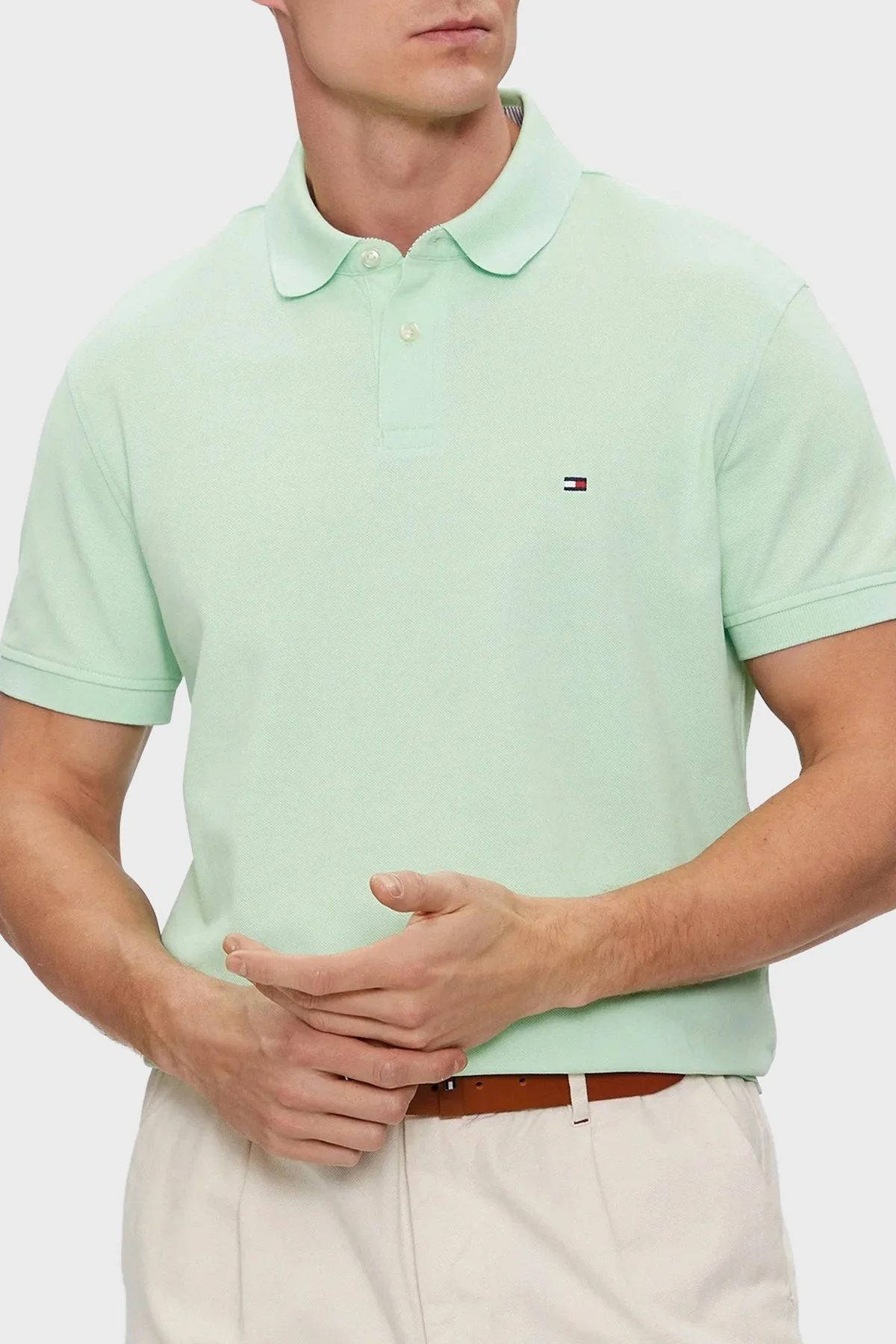 Tommy Hilfiger Pamuklu Regular Fit Erkek Polo Yaka T Shirt MW0MW17770 LXZ MİNT - 1