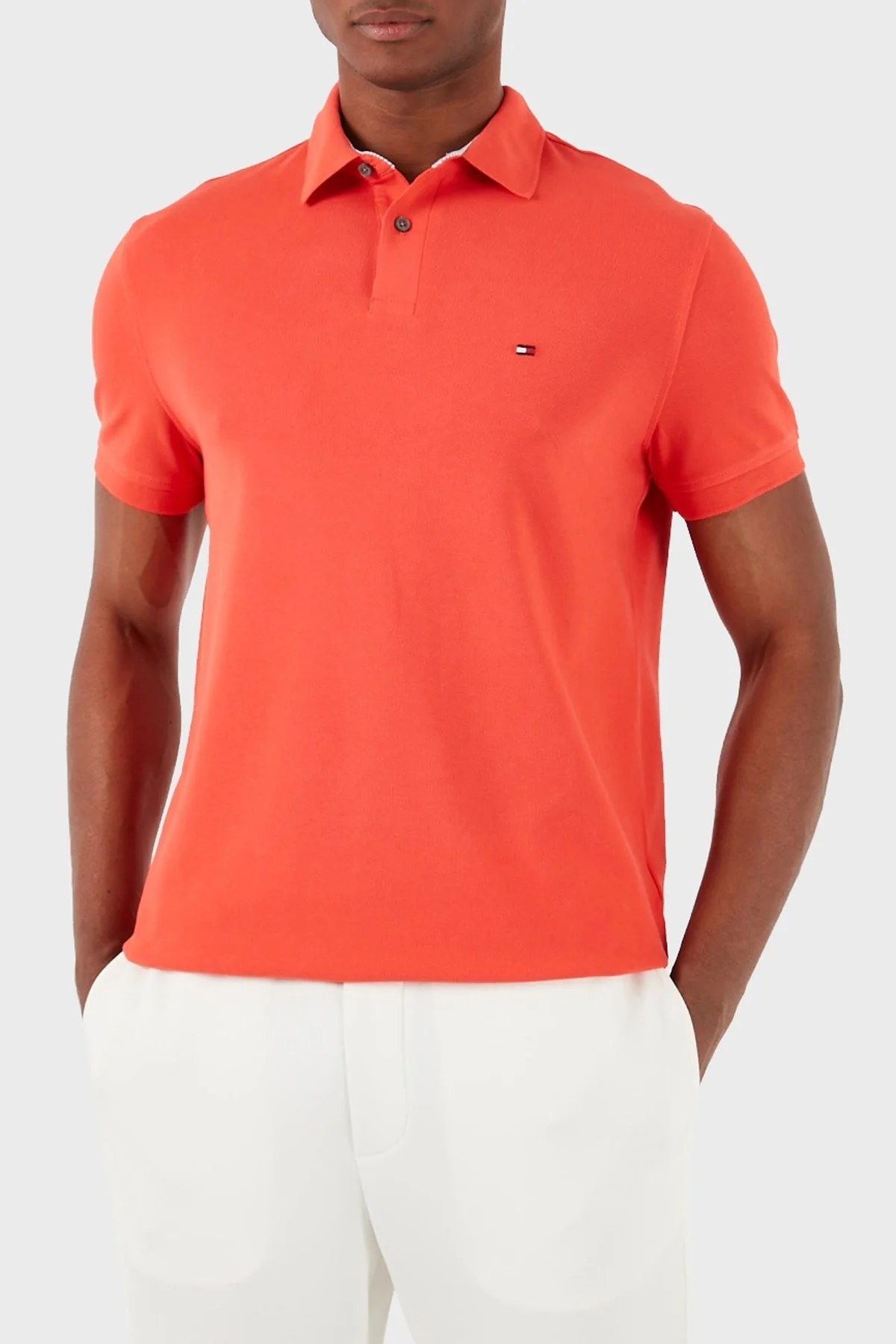 Tommy Hilfiger Pamuklu Regular Fit Erkek Polo Yaka T Shirt MW0MW17770 SOH ORANGE - 1