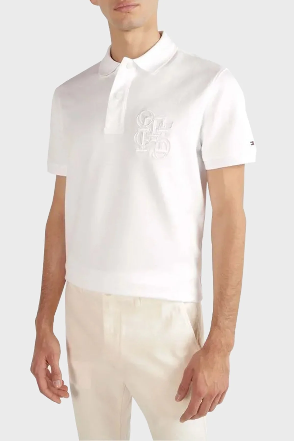 Tommy Hilfiger Pamuklu Regular Fit Erkek Polo Yaka T Shirt MW0MW33576 YBR BEYAZ - 1