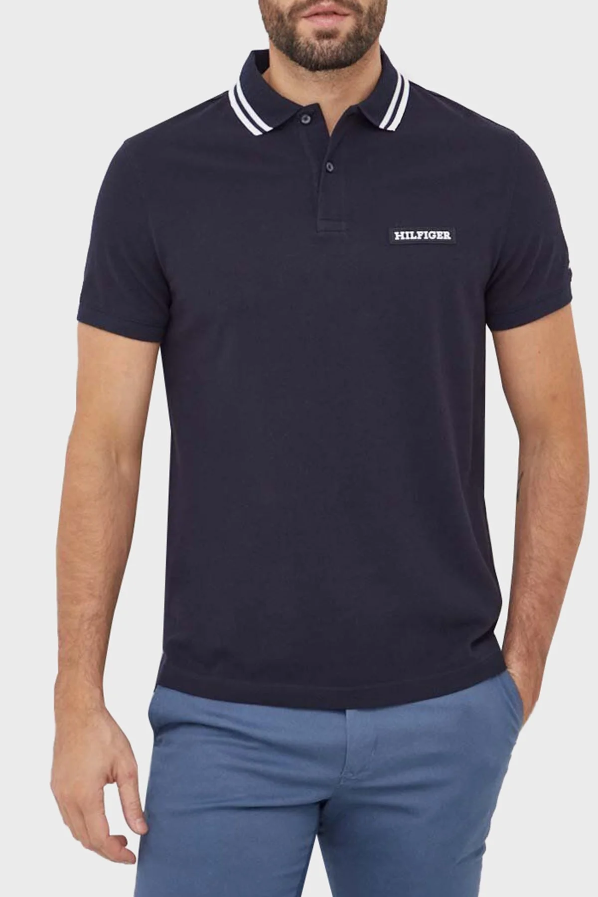Tommy Hilfiger Pamuklu Regular Fit Erkek Polo Yaka T Shirt MW0MW33583 DW5 LACİVERT - 5