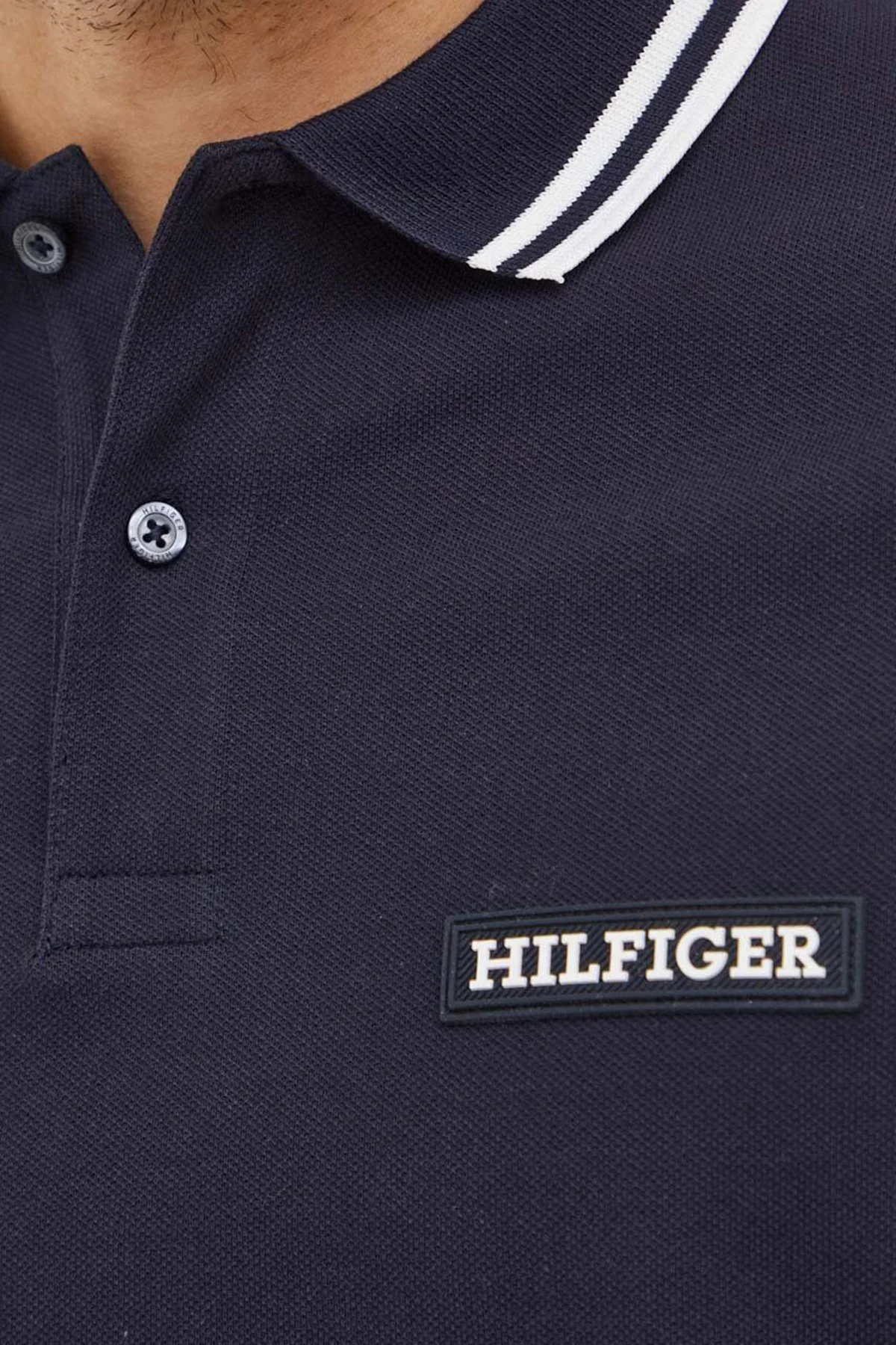 Tommy Hilfiger Pamuklu Regular Fit Erkek Polo Yaka T Shirt MW0MW33583 DW5 LACİVERT - 8