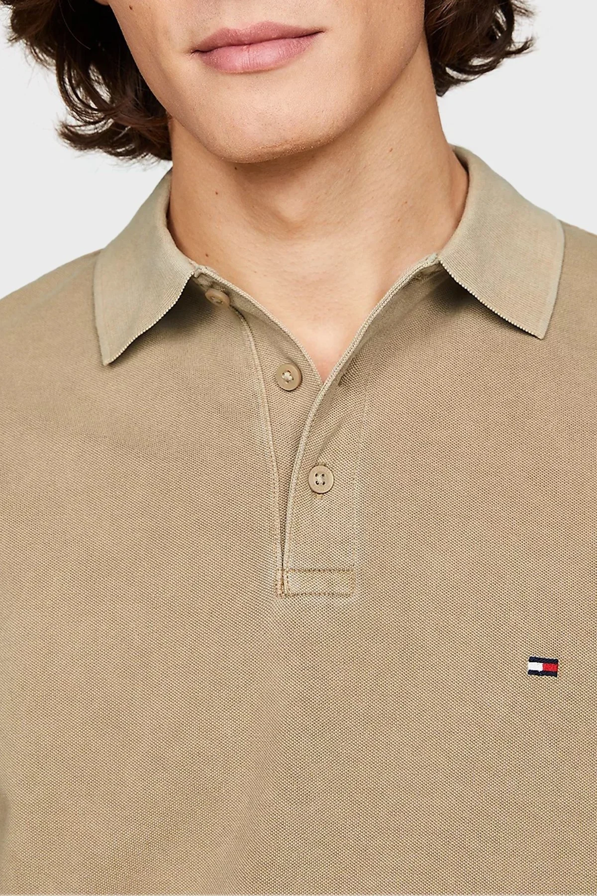 Tommy Hilfiger Pamuklu Regular Fit Erkek Polo Yaka T Shirt MW0MW34757 AEG BEJ - 4