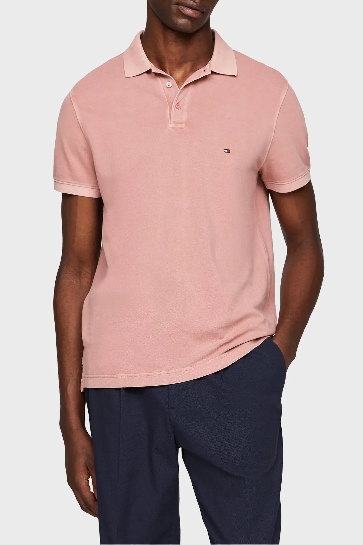 Tommy Hilfiger Pamuklu Regular Fit Erkek Polo Yaka T Shirt MW0MW34757 TJ5 PEMBE - 1