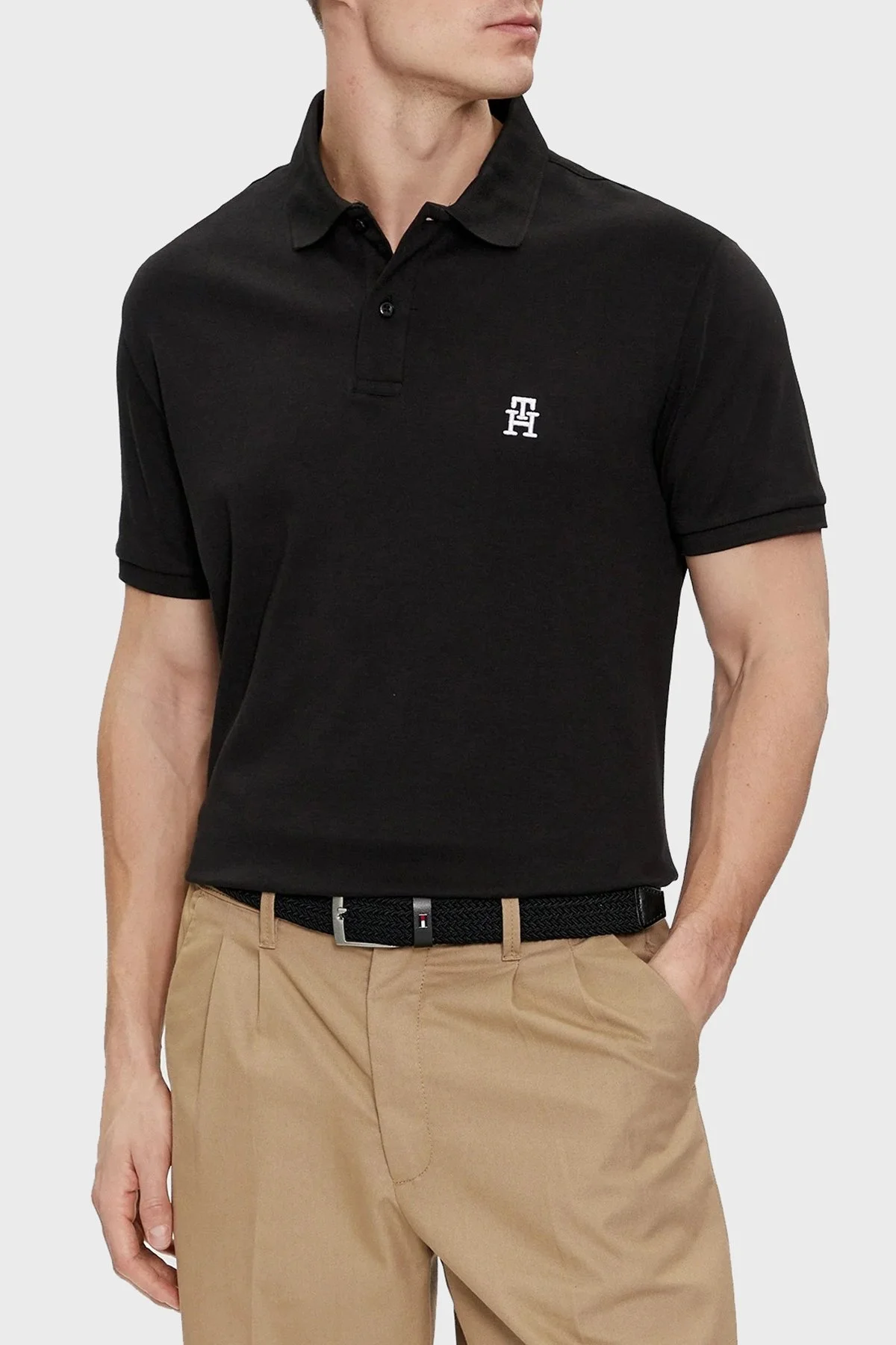 Tommy Hilfiger Pamuklu Regular Fit Erkek Polo Yaka T Shirt MW0MW34783 BDS SİYAH - 1