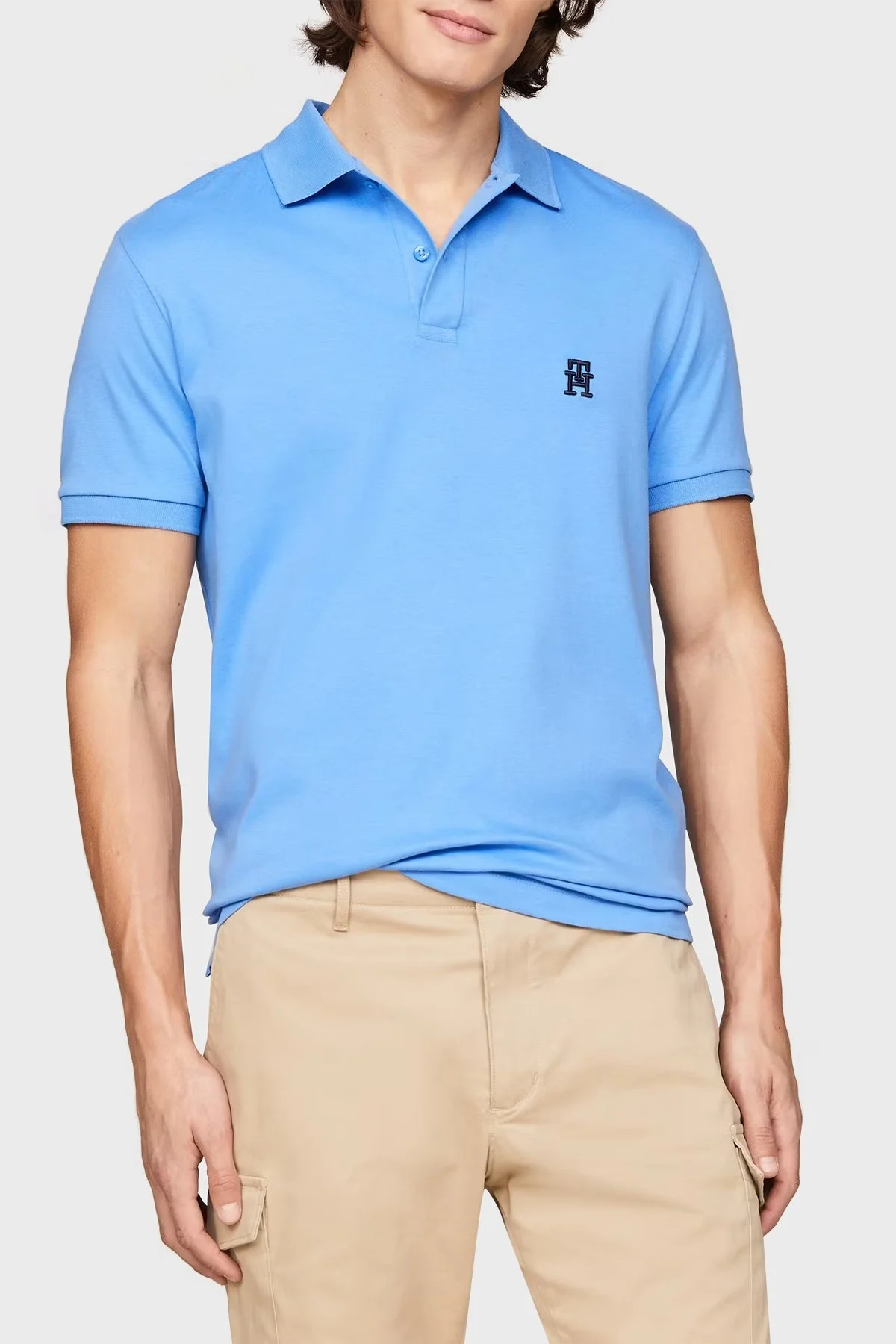 Tommy Hilfiger Pamuklu Regular Fit Erkek Polo Yaka T Shirt MW0MW34783 C30 MAVİ - 1