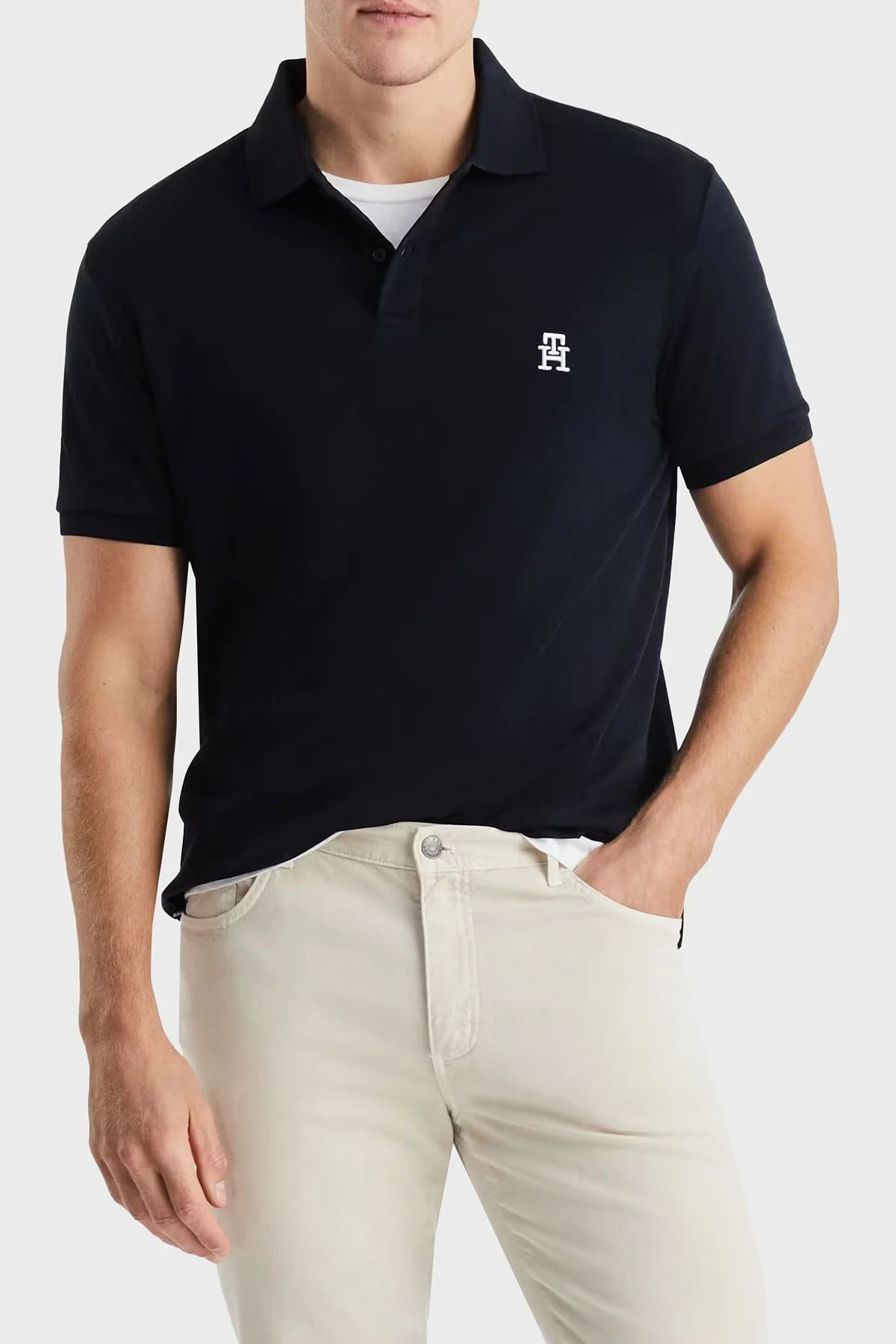 Tommy Hilfiger Pamuklu Regular Fit Erkek Polo Yaka T Shirt MW0MW34783 DW5 LACİVERT - 3