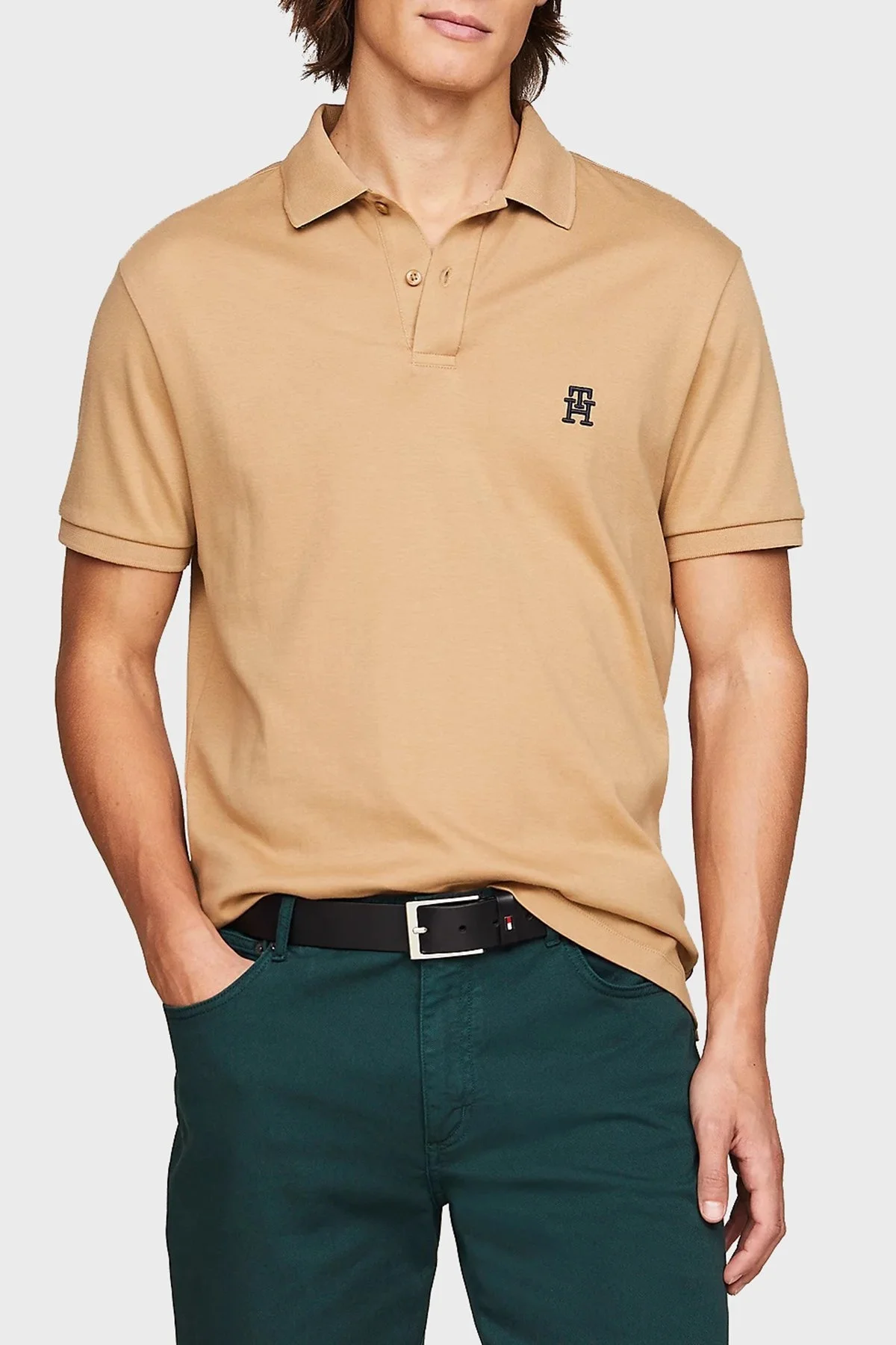 Tommy Hilfiger Pamuklu Regular Fit Erkek Polo Yaka T Shirt MW0MW34783 RBL CAMEL - 6