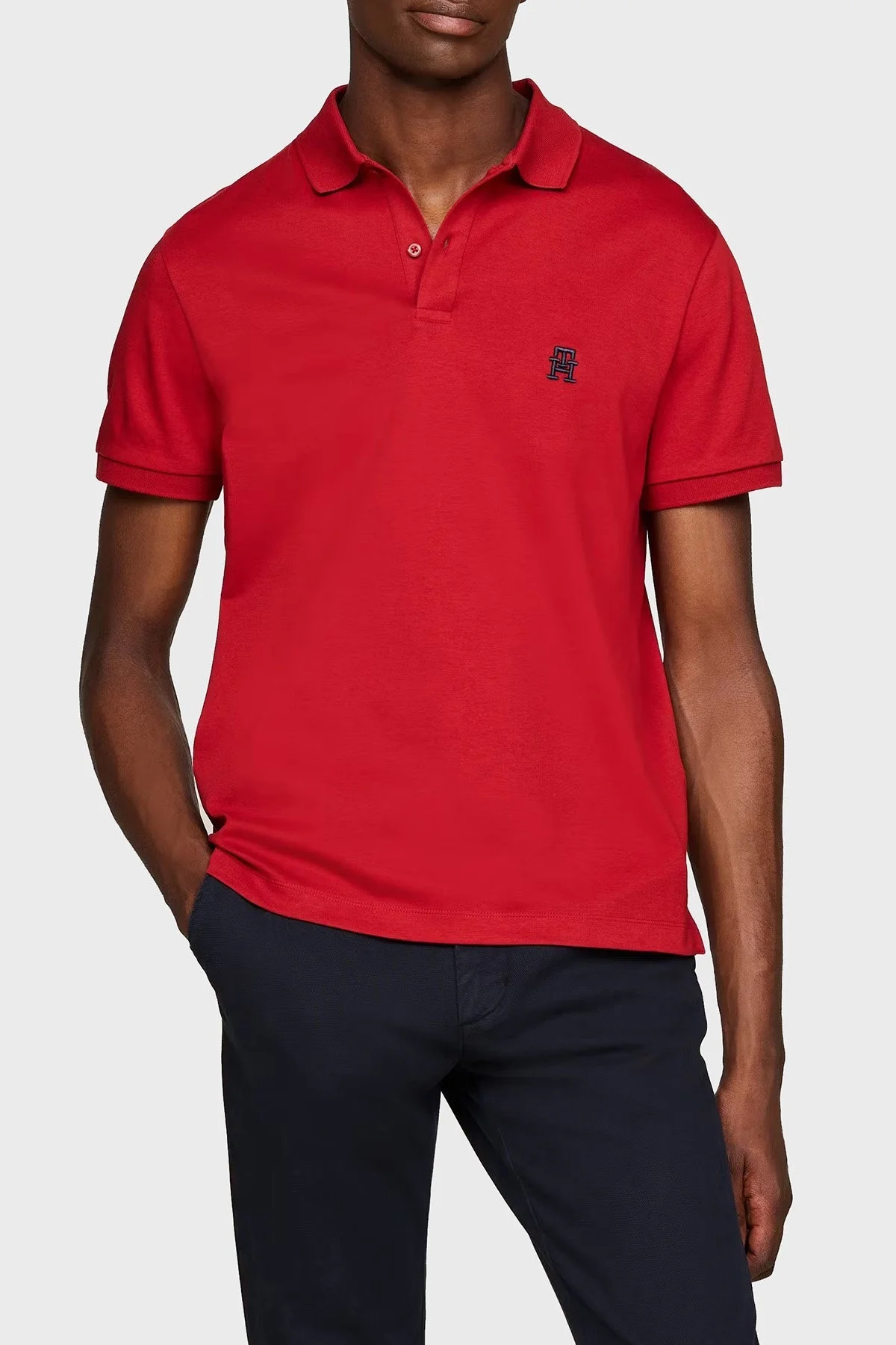 Tommy Hilfiger Pamuklu Regular Fit Erkek Polo Yaka T Shirt MW0MW34783 XNN KIRMIZI - 1