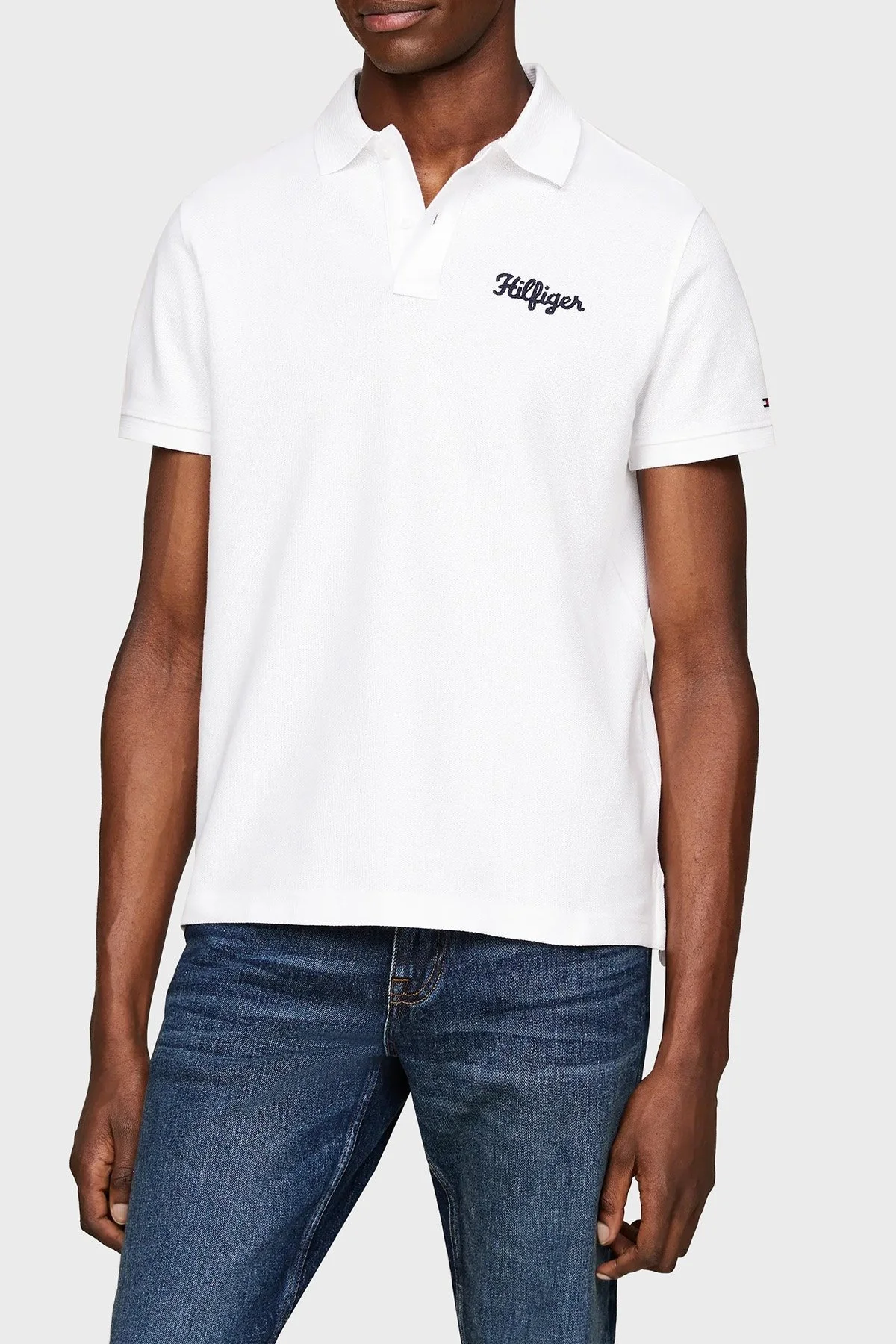 Tommy Hilfiger Pamuklu Regular Fit Erkek Polo Yaka T Shirt MW0MW35603 YBR BEYAZ - 1