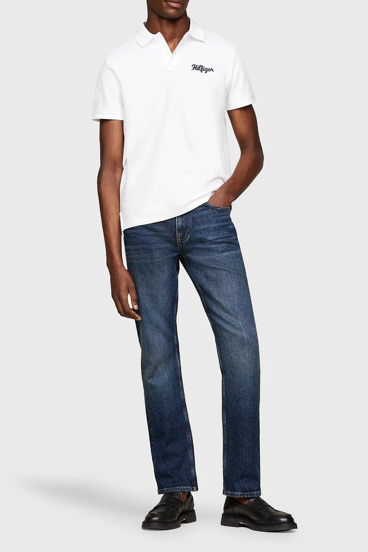 Tommy Hilfiger Pamuklu Regular Fit Erkek Polo Yaka T Shirt MW0MW35603 YBR BEYAZ - 3