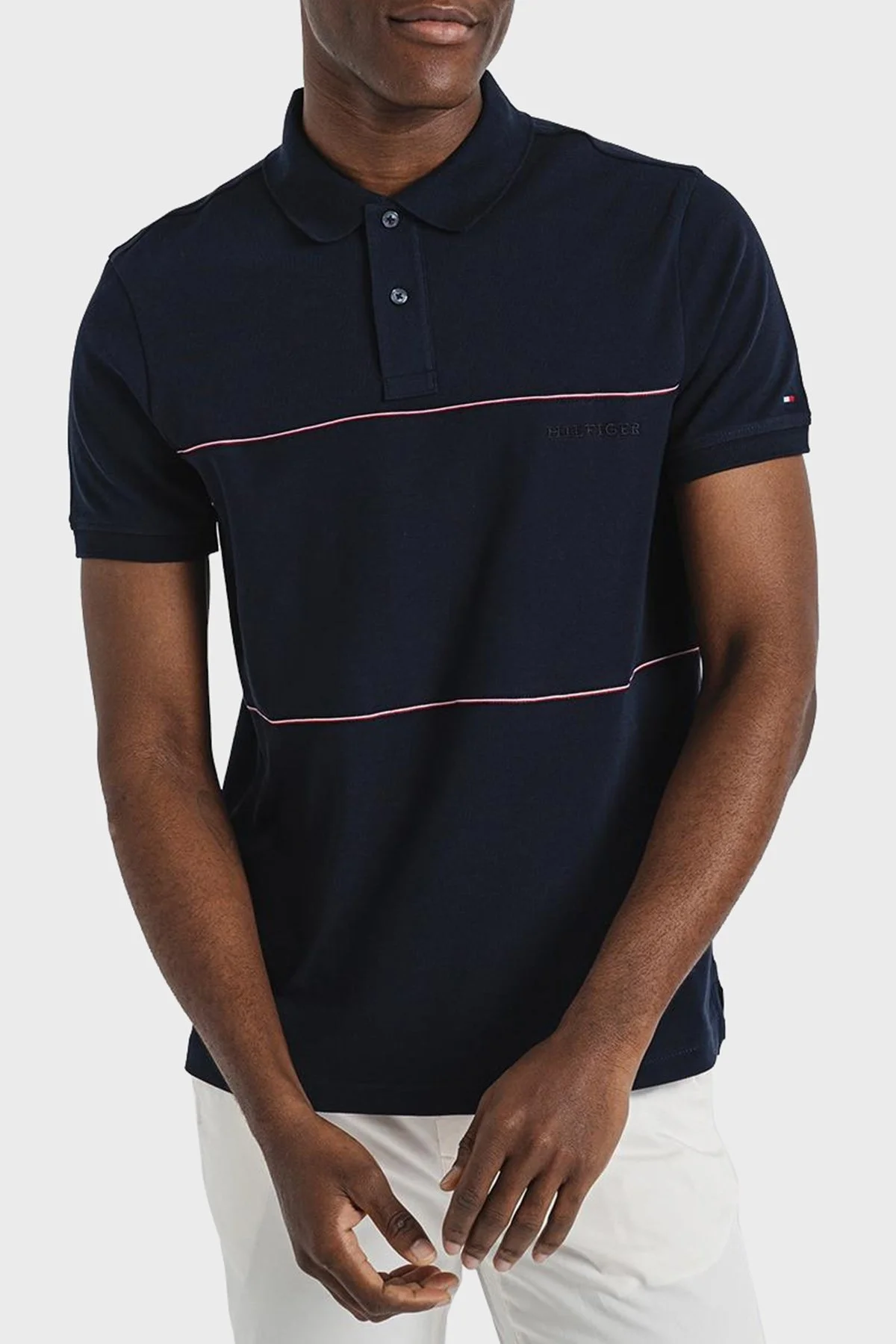 Tommy Hilfiger Pamuklu Regular Fit Erkek Polo Yaka T Shirt MW0MW38125 DW5 LACİVERT - 5