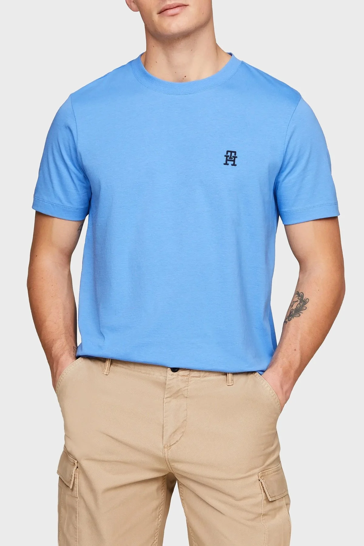 Tommy Hilfiger Pamuklu Regular Fit Erkek T Shirt MW0MW33987 C30 MAVİ - 1