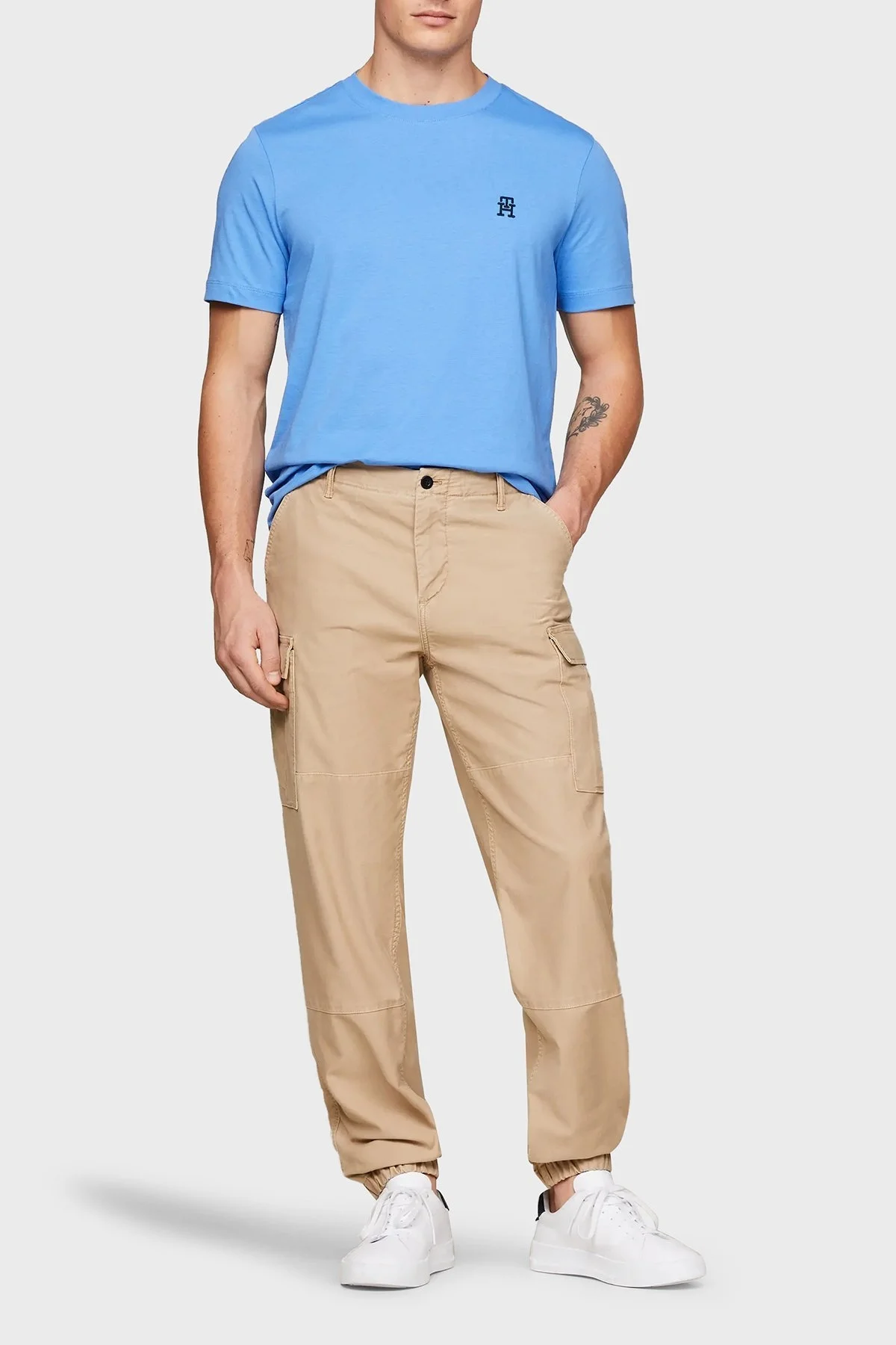 Tommy Hilfiger Pamuklu Regular Fit Erkek T Shirt MW0MW33987 C30 MAVİ - 7