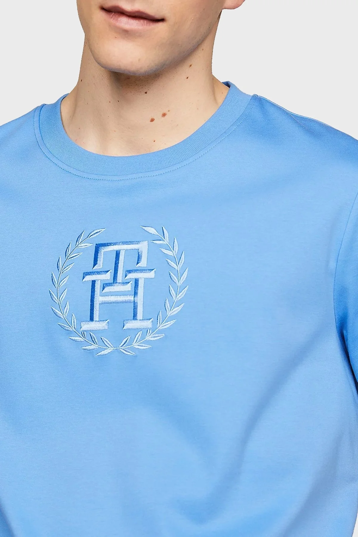 Tommy Hilfiger Pamuklu Regular Fit Erkek T Shirt MW0MW34394 C30 MAVİ - 2