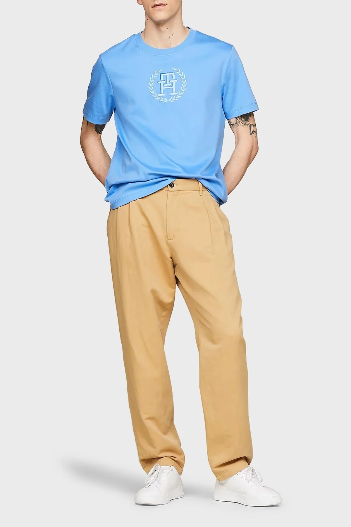 Tommy Hilfiger Pamuklu Regular Fit Erkek T Shirt MW0MW34394 C30 MAVİ - 3