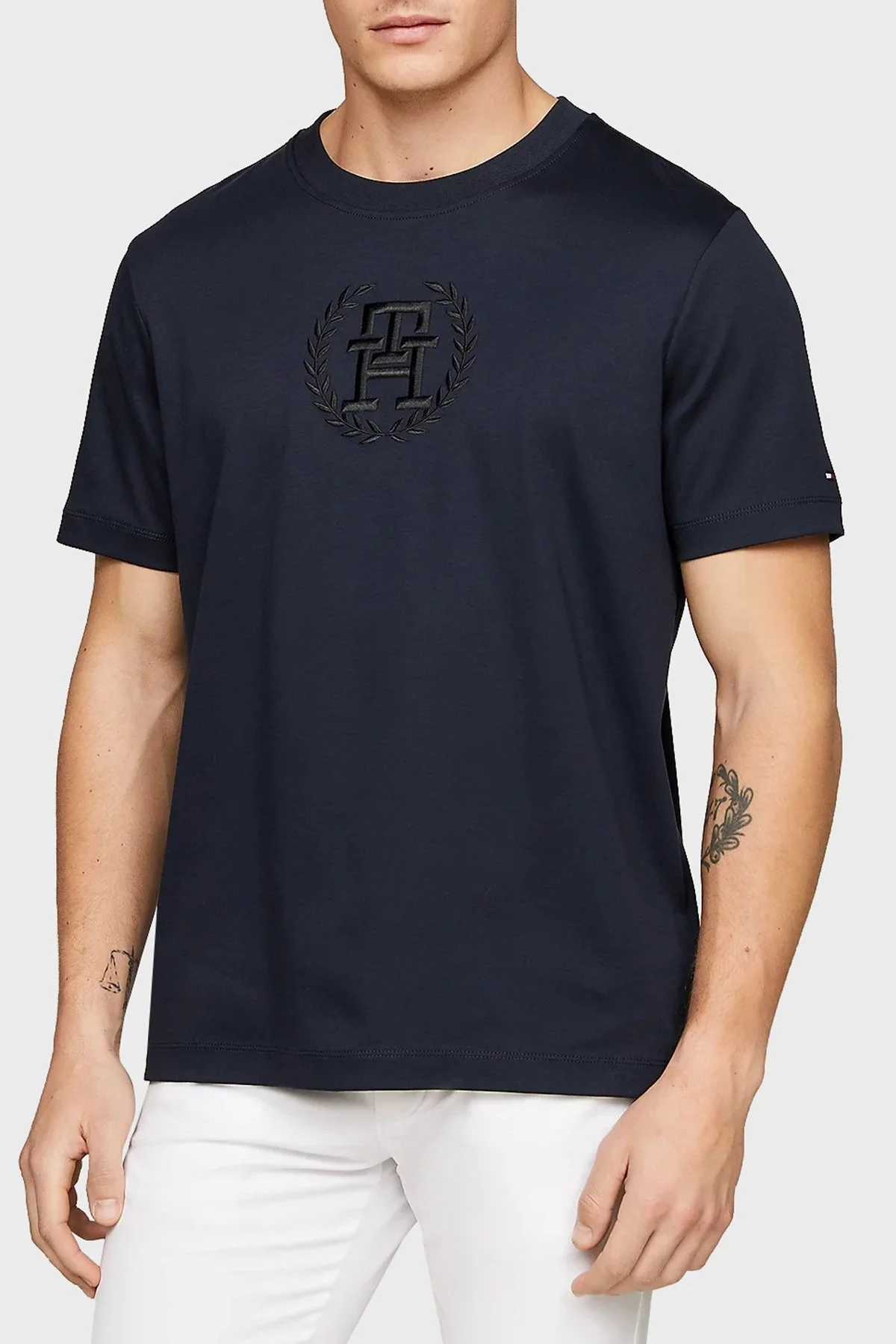 Tommy Hilfiger Pamuklu Regular Fit Erkek T Shirt MW0MW34394 DW5 LACİVERT - 1