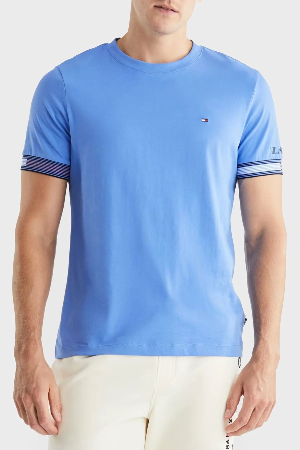 Tommy Hilfiger Pamuklu Regular Fit Erkek T Shirt MW0MW34430 C30 MAVİ - 1
