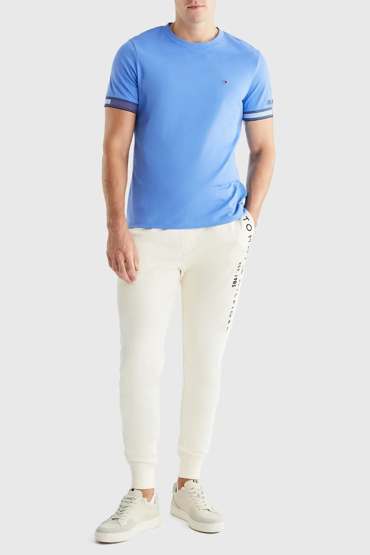 Tommy Hilfiger Pamuklu Regular Fit Erkek T Shirt MW0MW34430 C30 MAVİ - 2