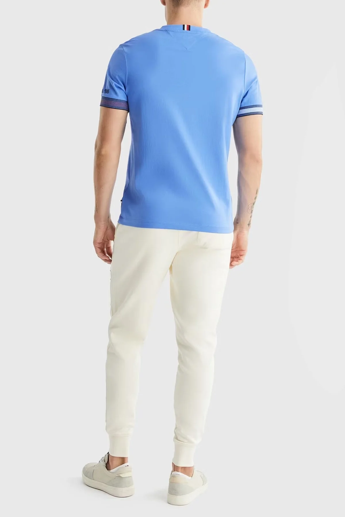 Tommy Hilfiger Pamuklu Regular Fit Erkek T Shirt MW0MW34430 C30 MAVİ - 3