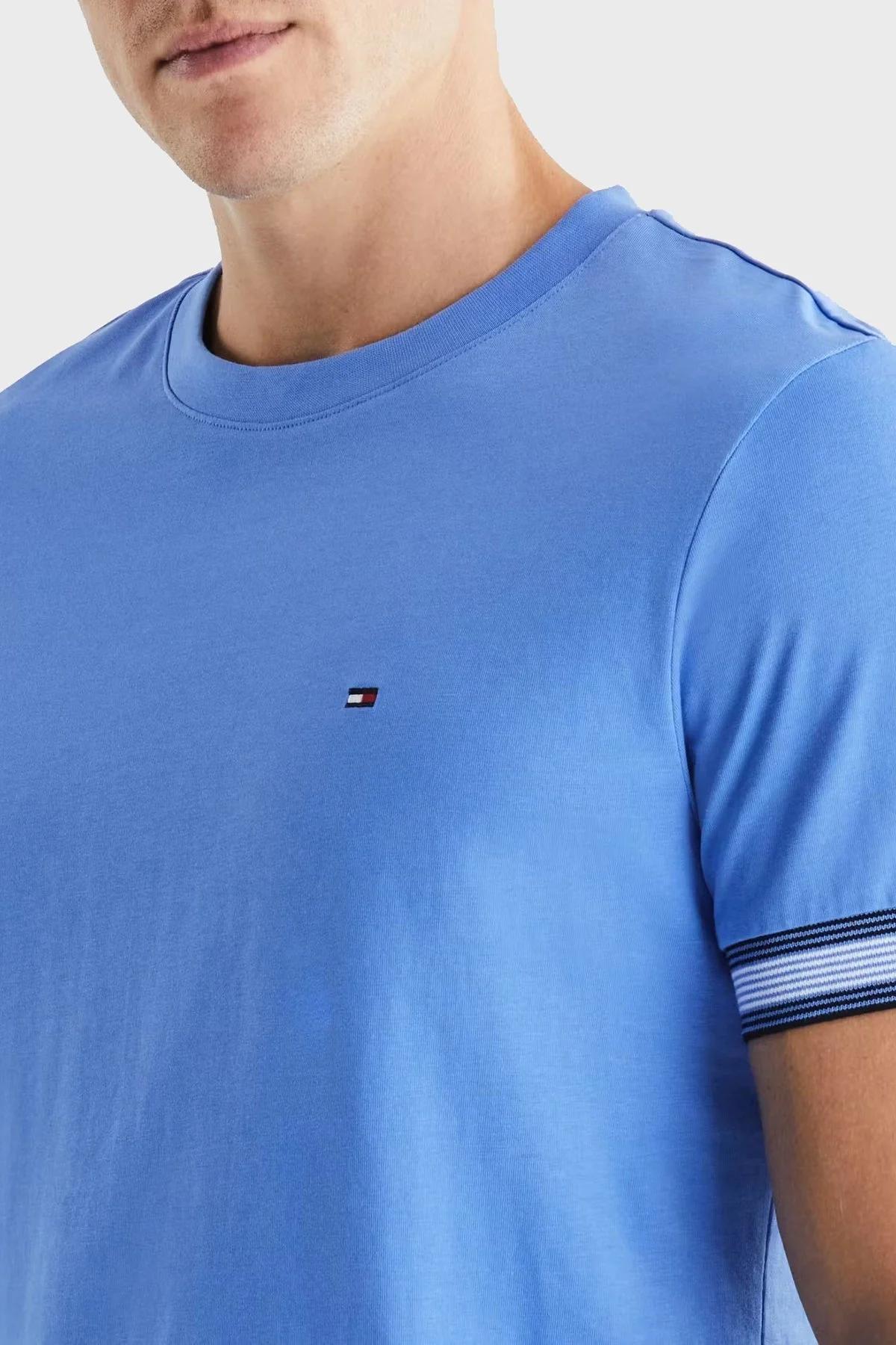Tommy Hilfiger Pamuklu Regular Fit Erkek T Shirt MW0MW34430 C30 MAVİ - 4