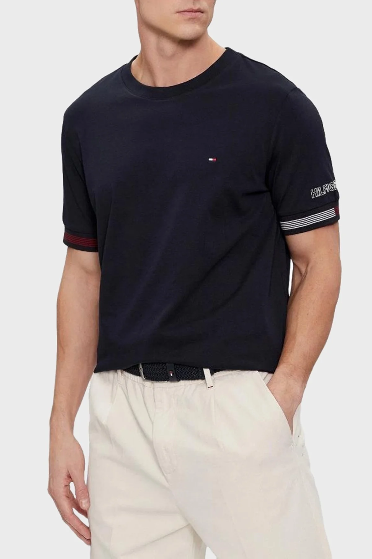 Tommy Hilfiger Pamuklu Regular Fit Erkek T Shirt MW0MW34430 DW5 LACİVERT - 1
