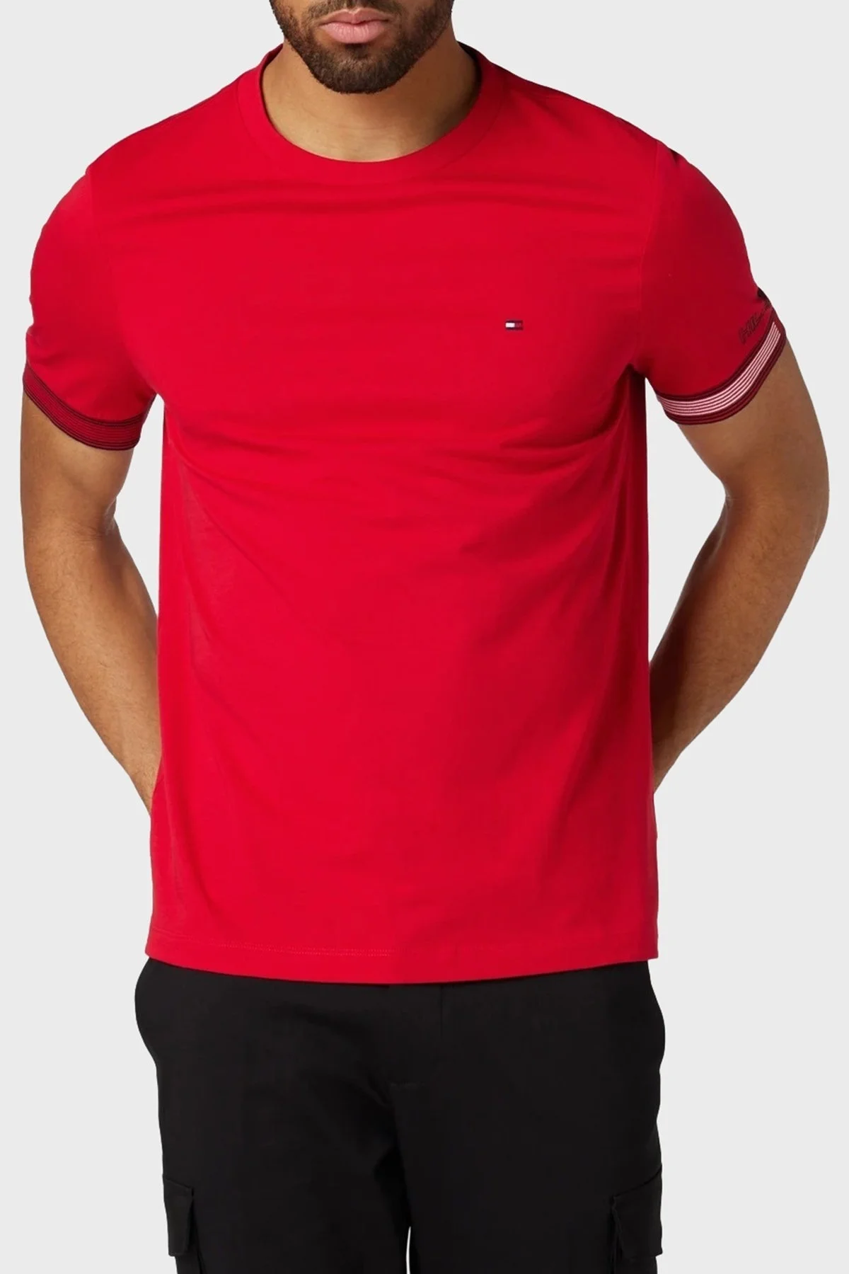 Tommy Hilfiger Pamuklu Regular Fit Erkek T Shirt MW0MW34430 XLG KIRMIZI - 1