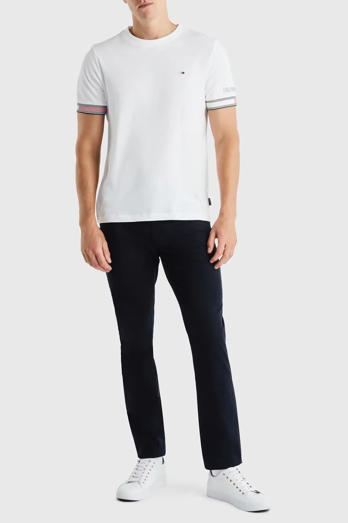 Tommy Hilfiger Pamuklu Regular Fit Erkek T Shirt MW0MW34430 YBR BEYAZ - 2