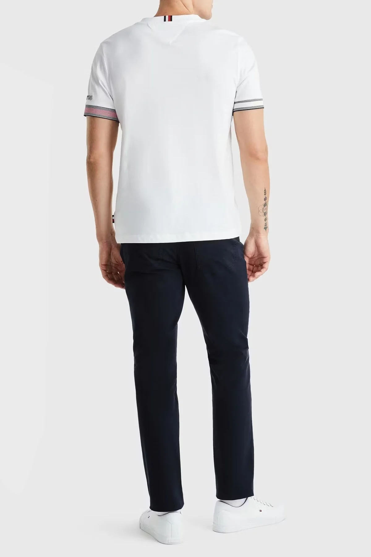 Tommy Hilfiger Pamuklu Regular Fit Erkek T Shirt MW0MW34430 YBR BEYAZ - 3