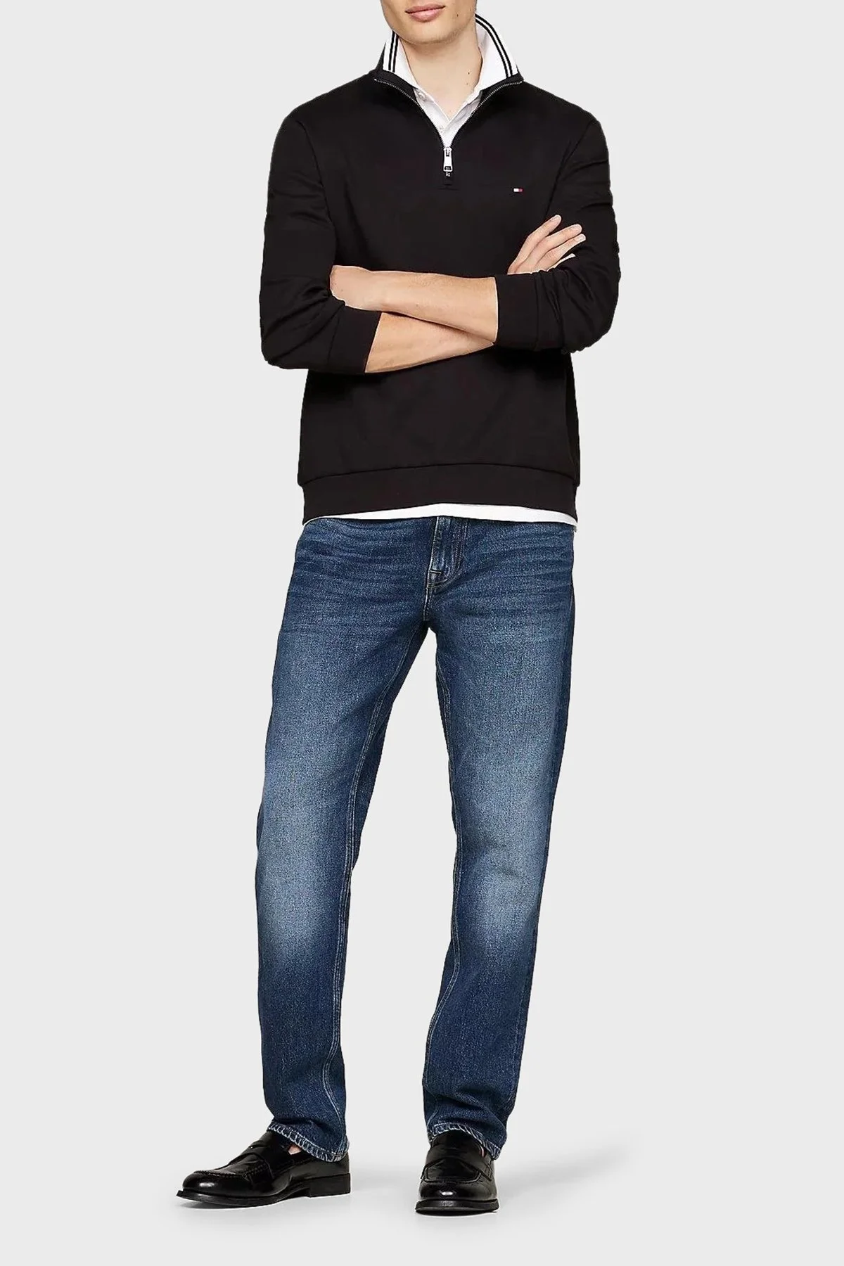 Tommy Hilfiger Pamuklu Regular Fit Fermuarlı Dik Yaka Erkek Sweat MW0MW36510 BDS SİYAH - 7