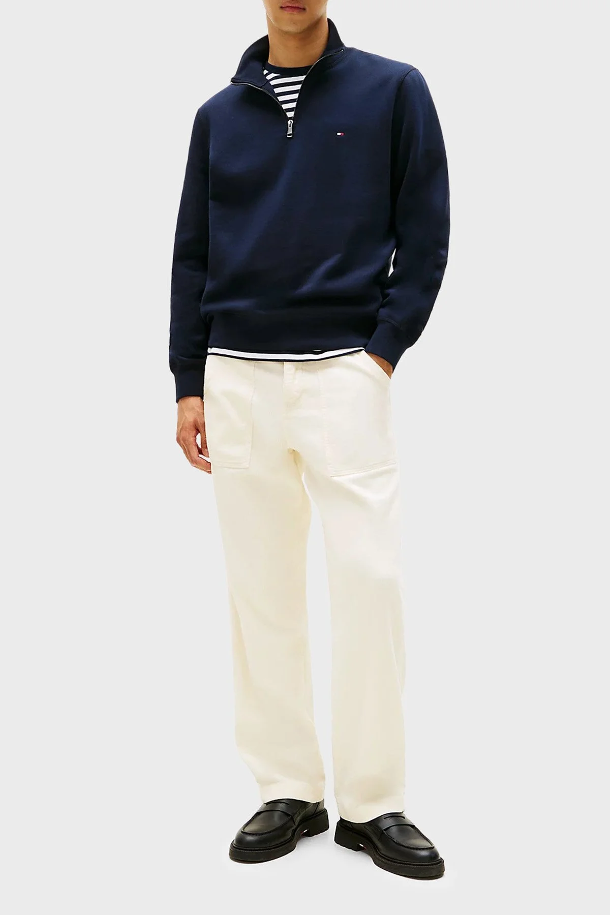 Tommy Hilfiger Pamuklu Regular Fit Fermuarlı Dik Yaka Erkek Sweat MW0MW37233 DW5 LACİVERT - 3