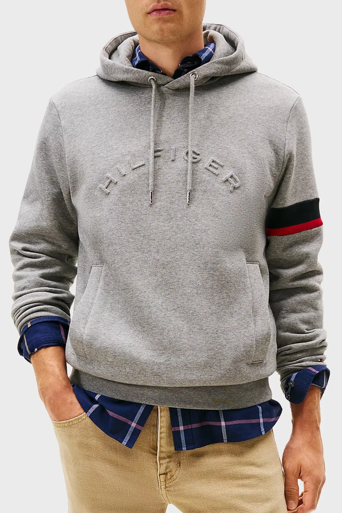 Tommy Hilfiger Pamuklu Regular Fit Fermuarlı Dik Yaka Erkek Sweat MW0MW40479 P91 GRİ - 1