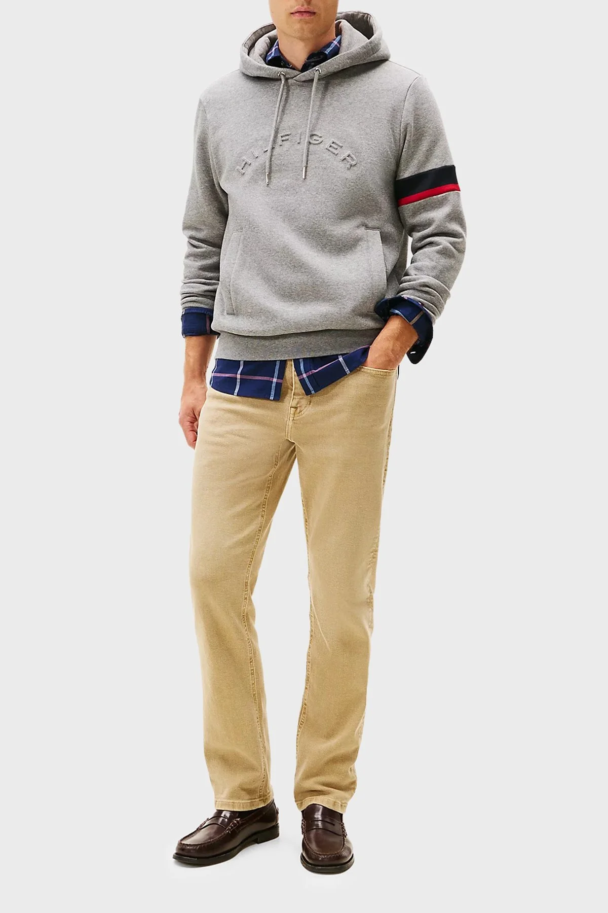 Tommy Hilfiger Pamuklu Regular Fit Fermuarlı Dik Yaka Erkek Sweat MW0MW40479 P91 GRİ - 2