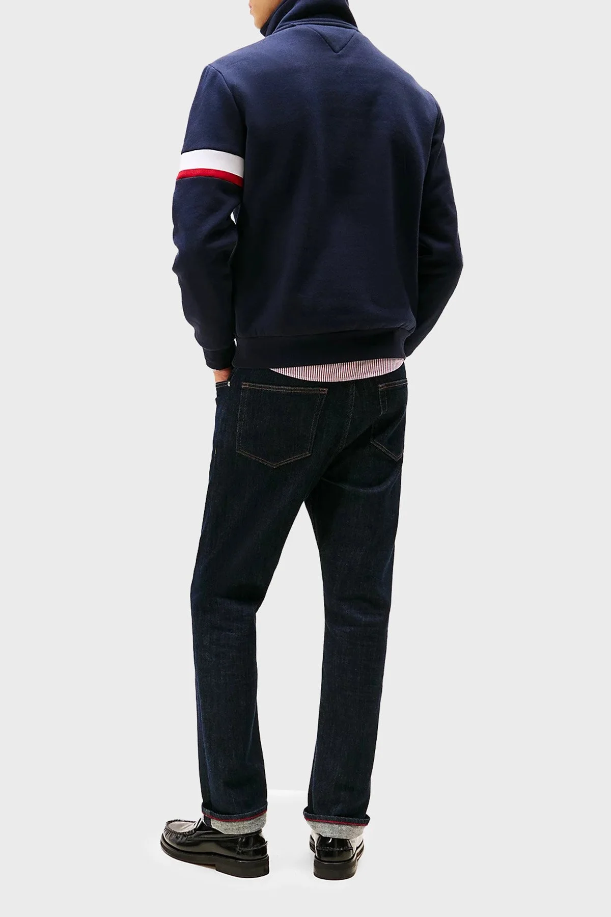 Tommy Hilfiger Pamuklu Regular Fit Fermuarlı Dik Yaka Erkek Sweat MW0MW40480 DW5 LACİVERT - 4