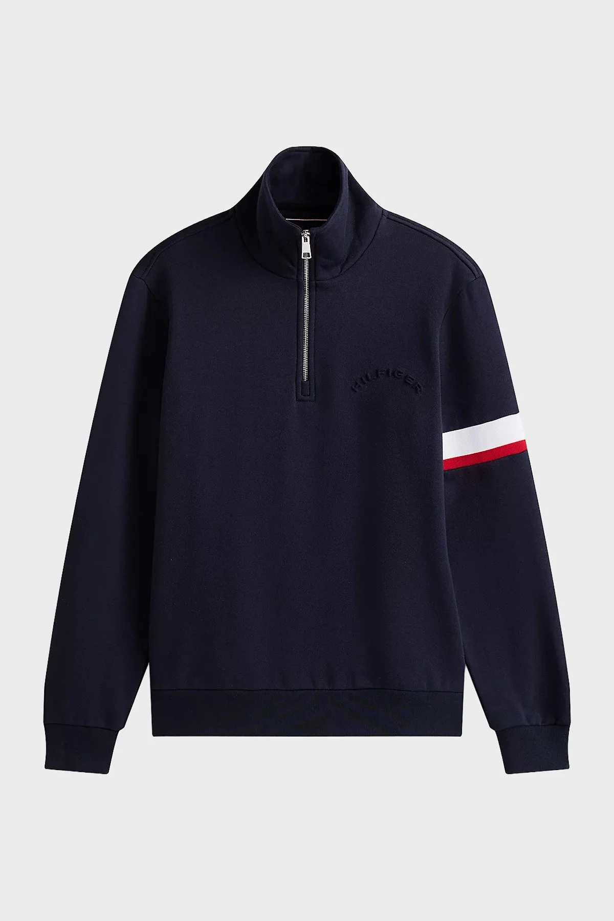 Tommy Hilfiger Pamuklu Regular Fit Fermuarlı Dik Yaka Erkek Sweat MW0MW40480 DW5 LACİVERT - 5