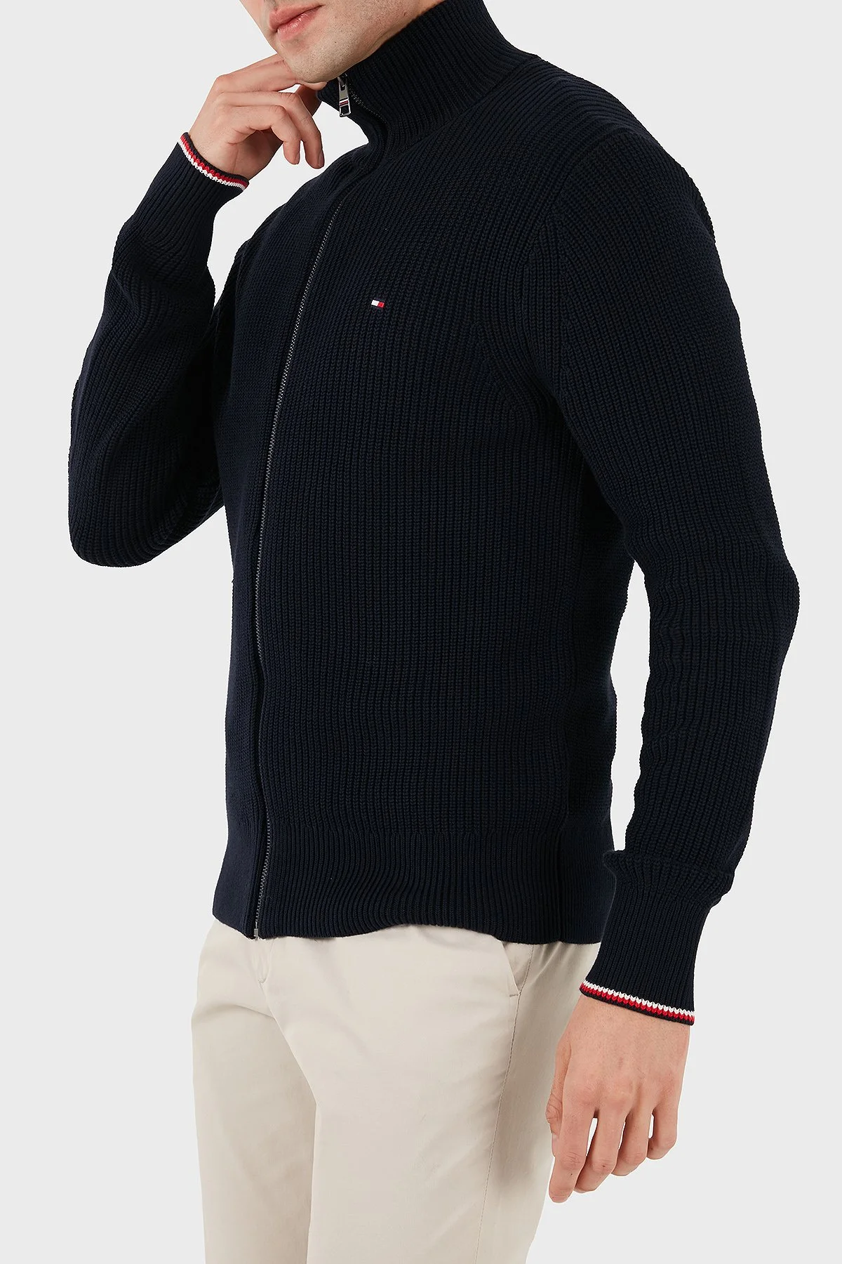 Tommy Hilfiger Pamuklu Regular Fit Fermuarlı Erkek Hırka MW0MW41517 DW5 LACİVERT - 7